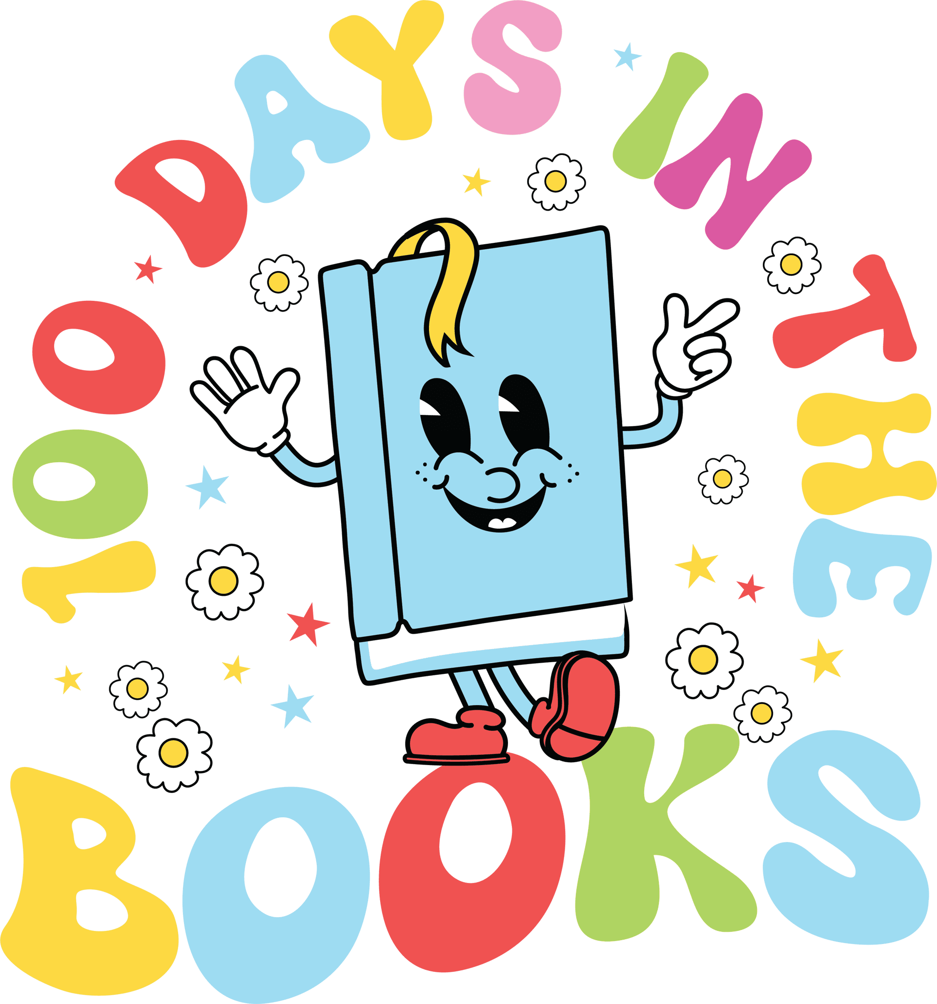 100 Days In The Books Teacher Design - DTF Ready To Press