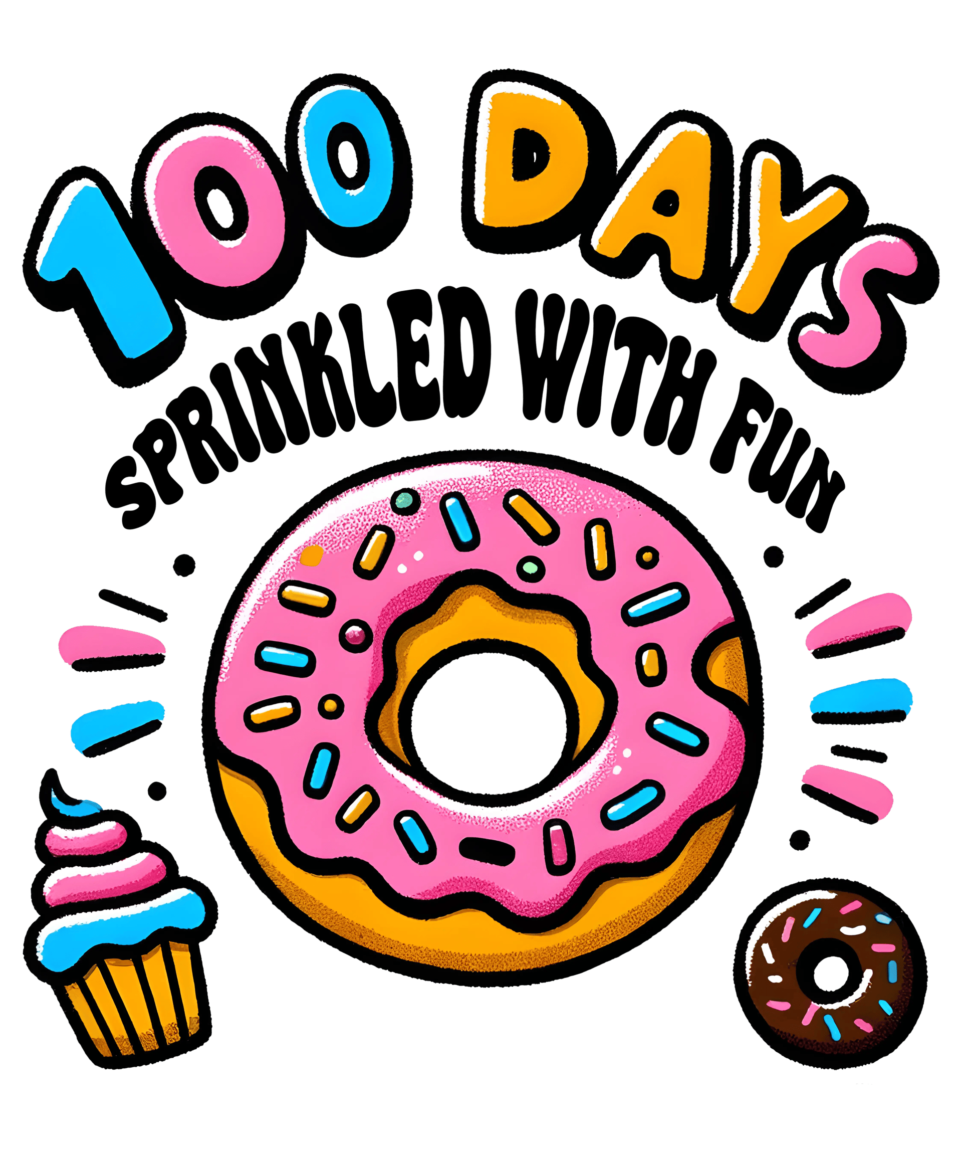 100 Days Sprinkled With Fun Donut Teacher Design - DTF Ready To Press