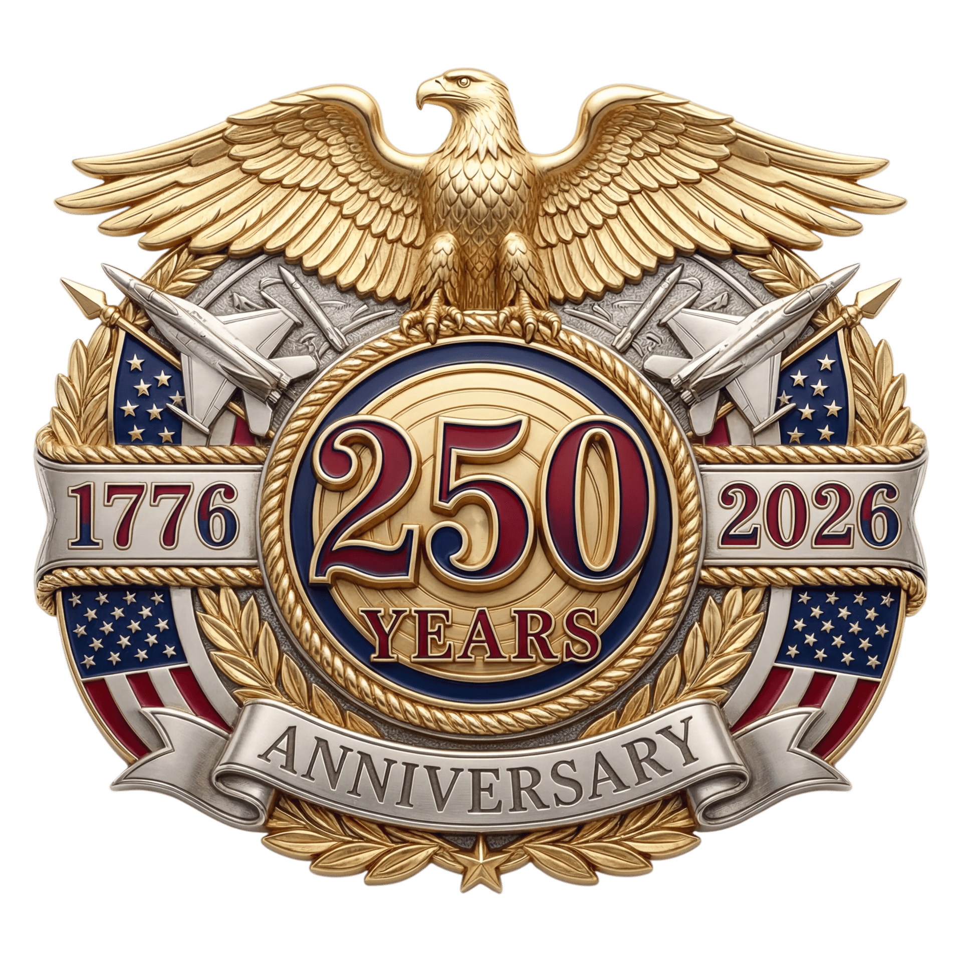 250 Years Anniversary USA Eagle Badge Design - DTF Ready To Press
