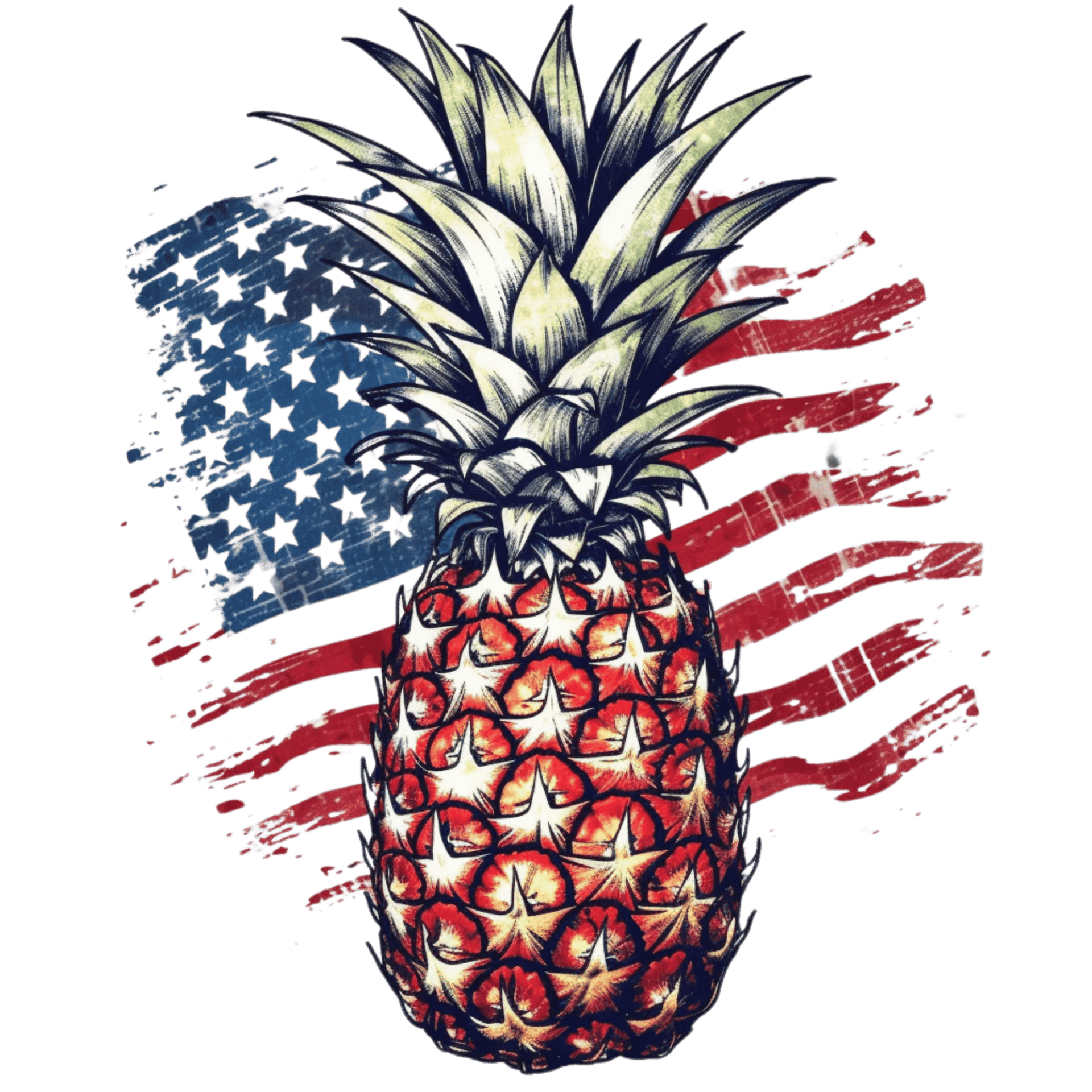 4th Of July Pineapple Design - DTF Ready To Press