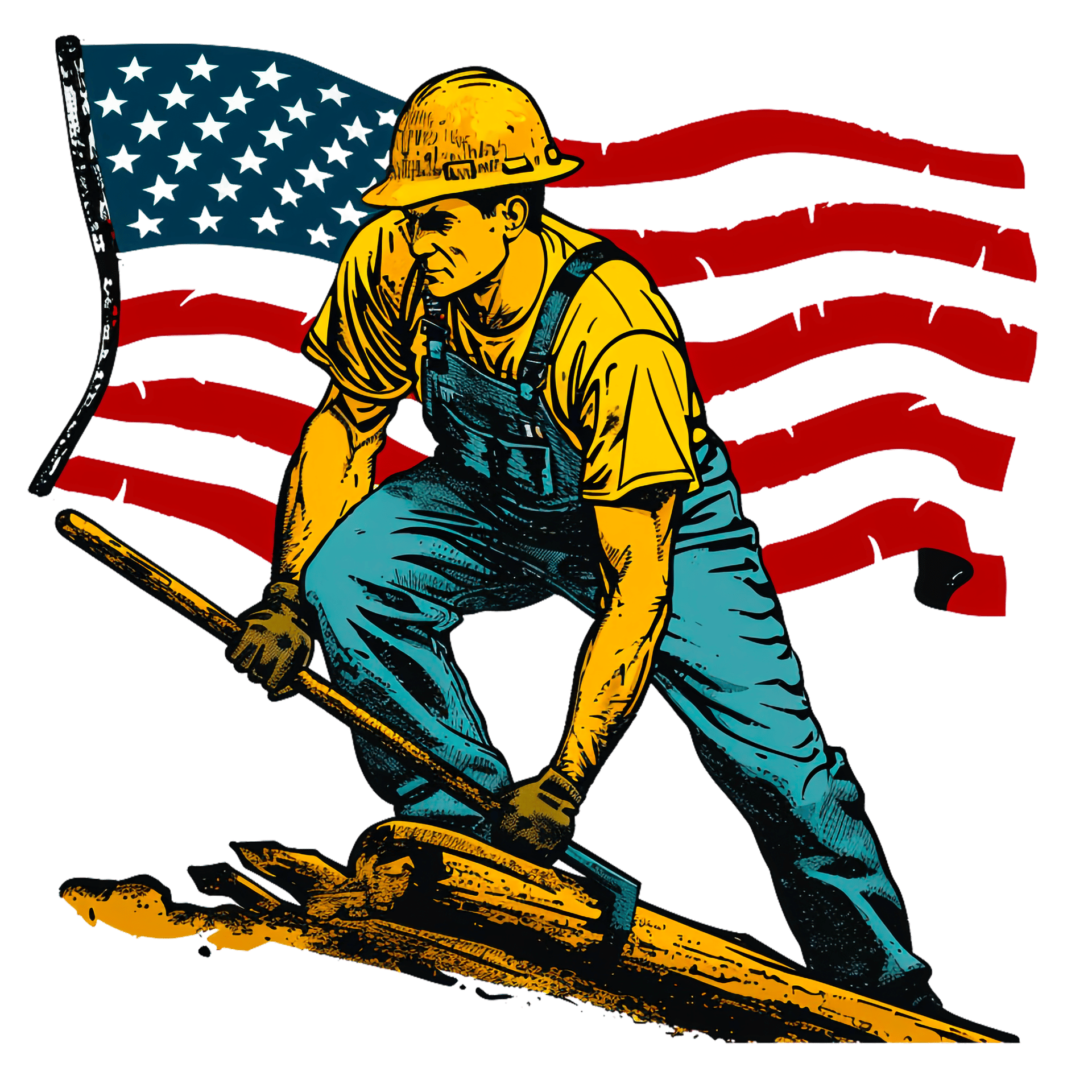 American Flag Worker DTF Transfer