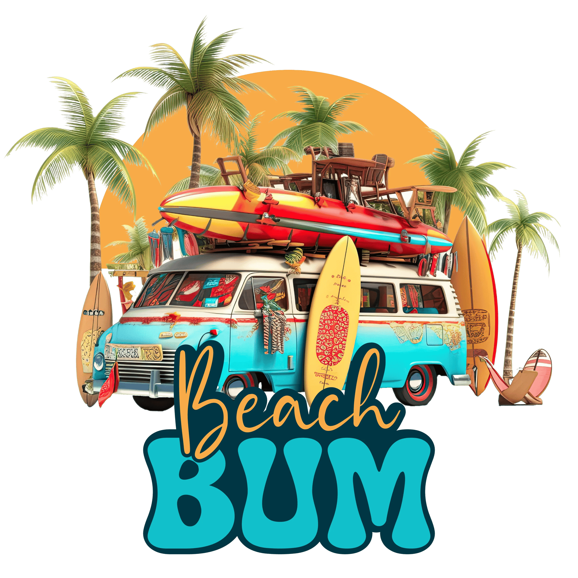 Beach Bum Design - DTF Ready To Press