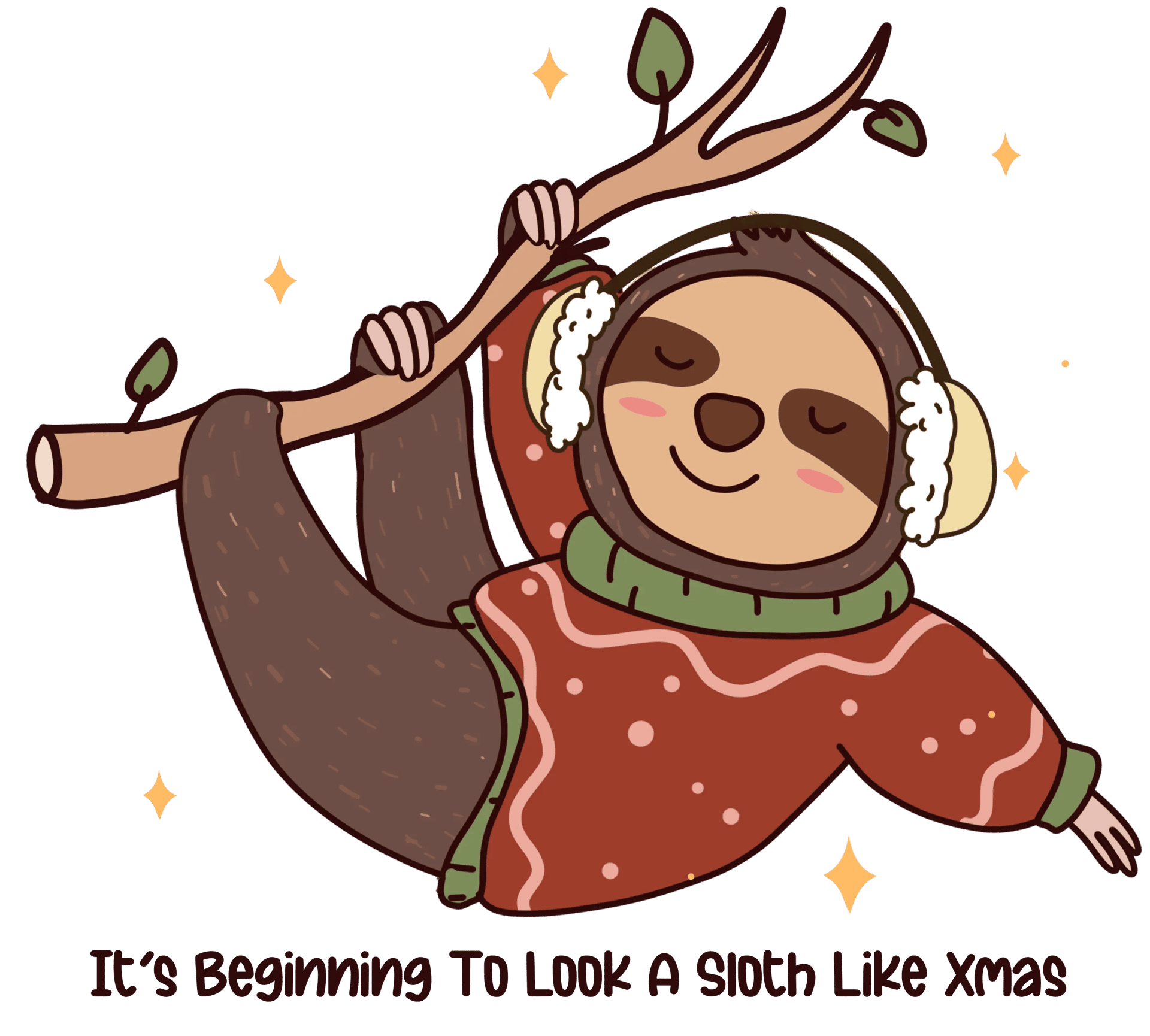 Beginning To Look A Sioth Christmas Design - DTF Ready To Press