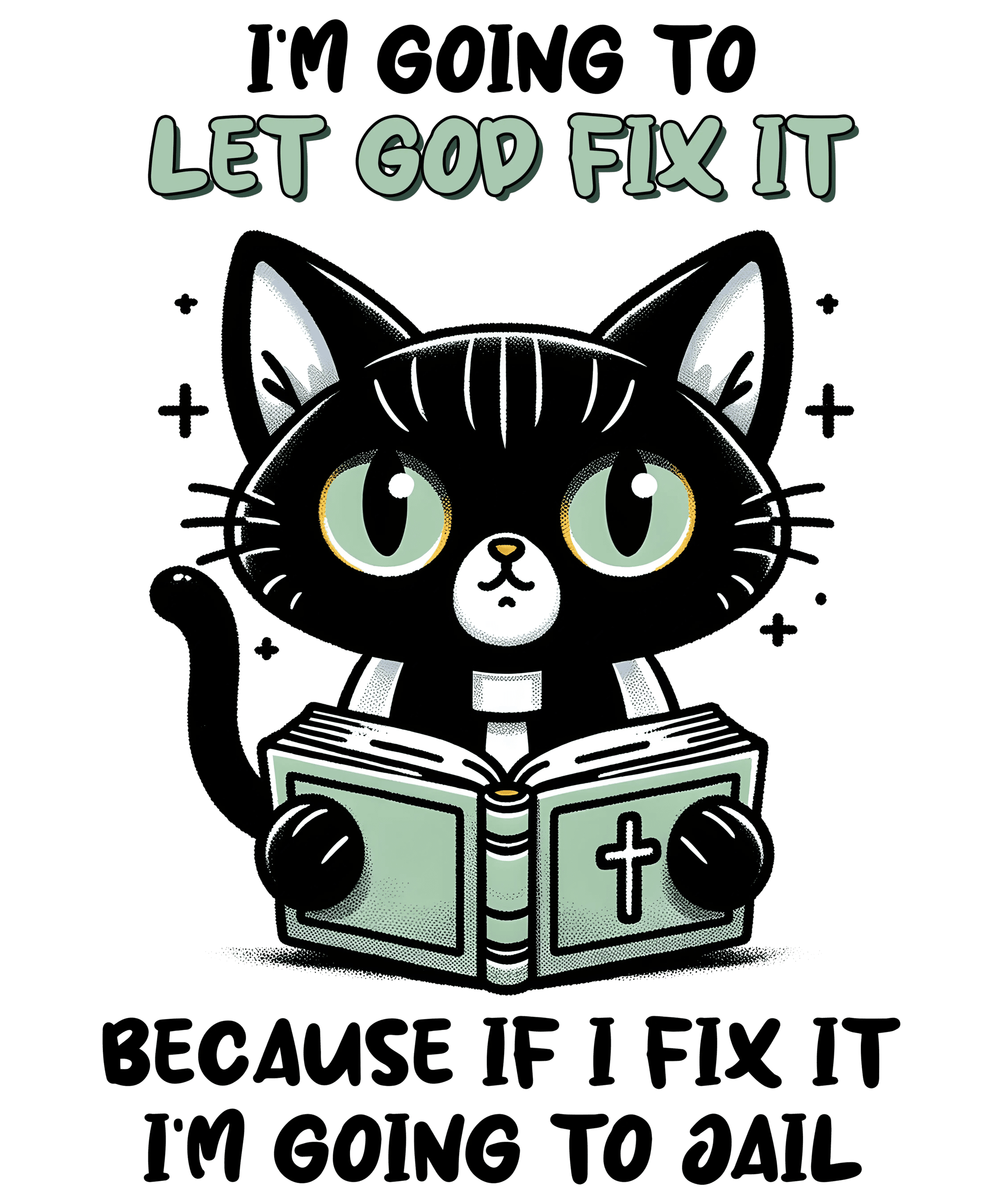 Quirky Cat Design - DTF Ready To Press