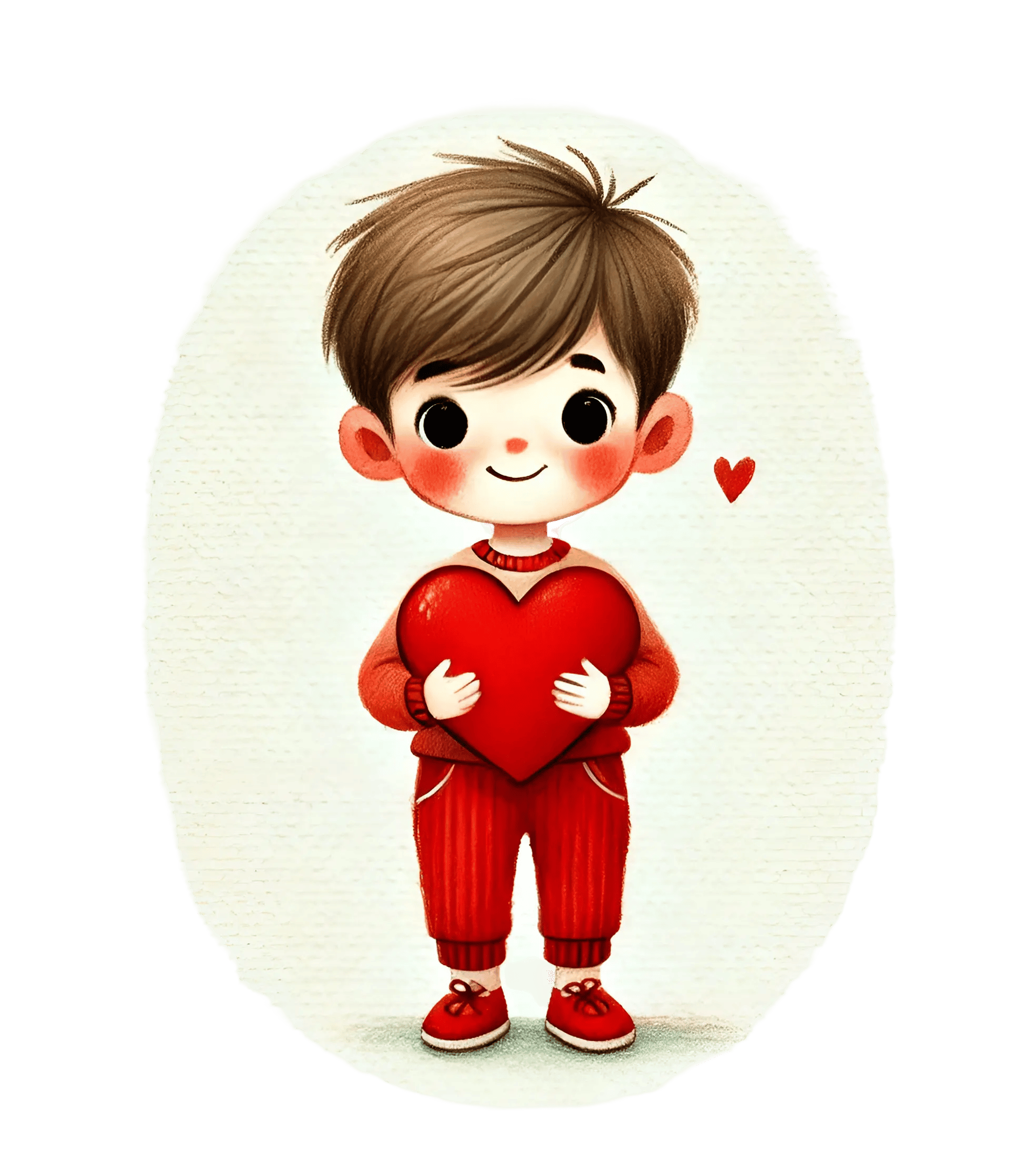 Boy Holding A Big Heart Design