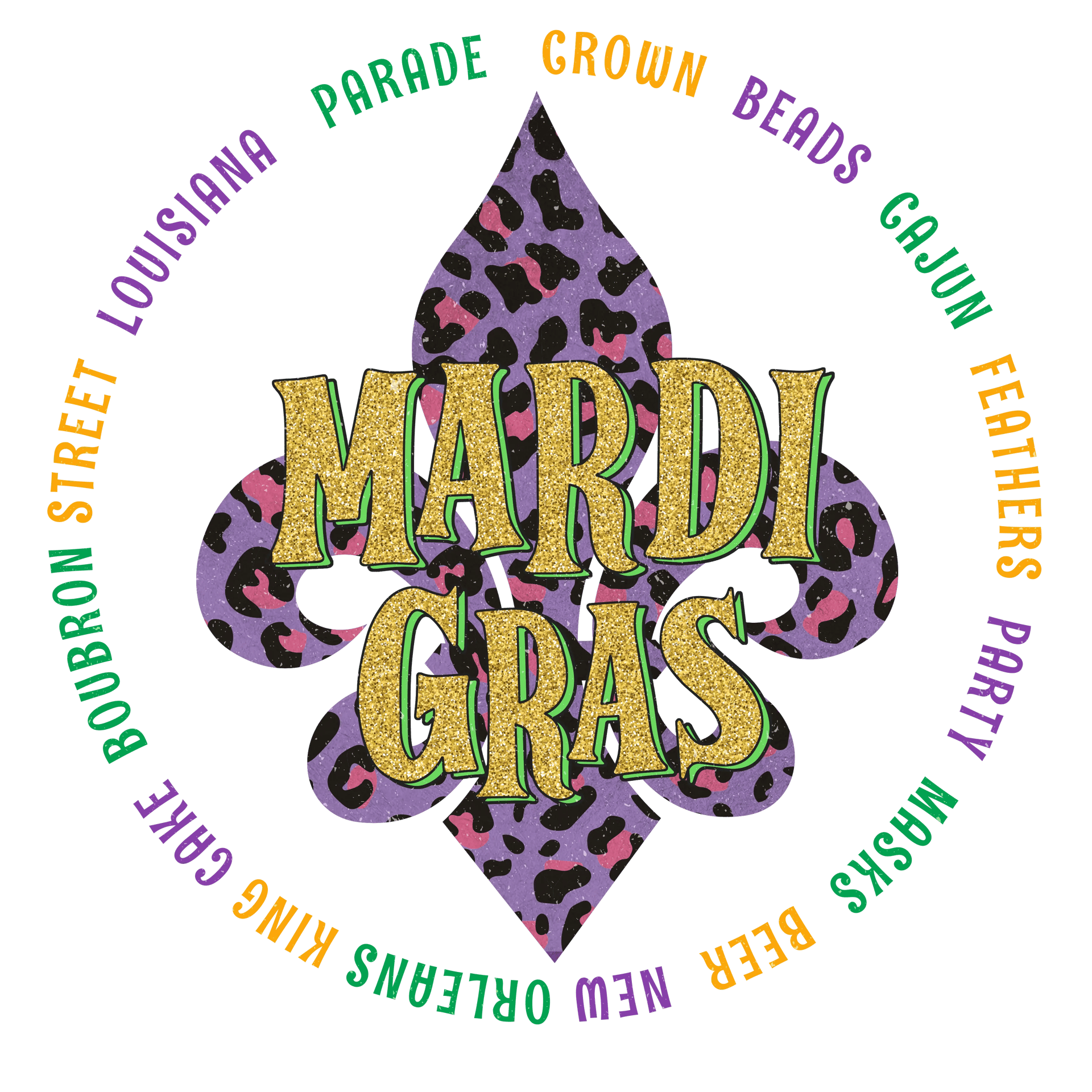 Cajun Feathers Party Masks Mardi Gras Design - DTF Ready To Press