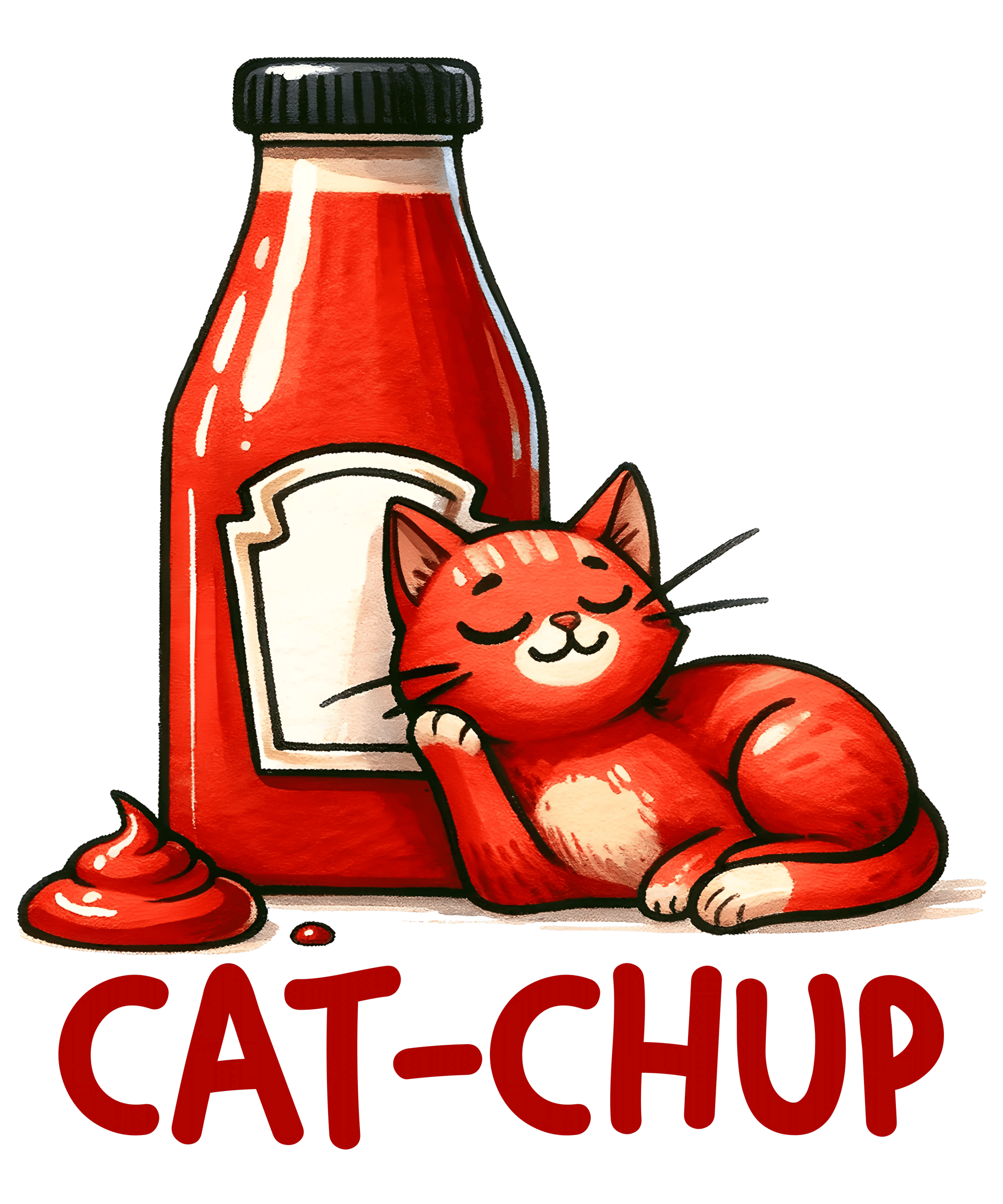 Cat-Chup Funny Animal Design - DTF Ready To Press