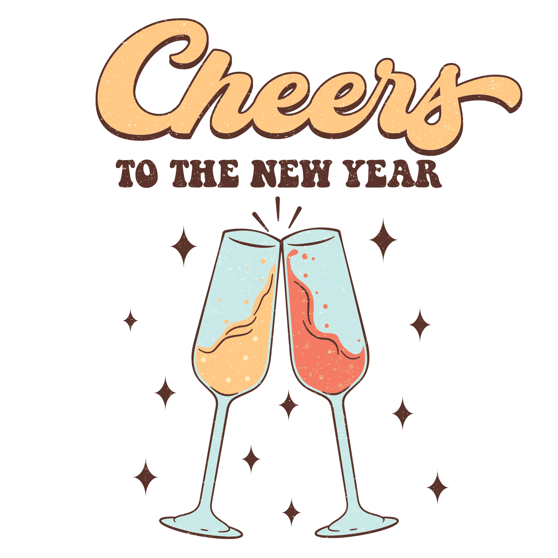 Cheers To The New Year Christmas Design - DTF Ready To Press