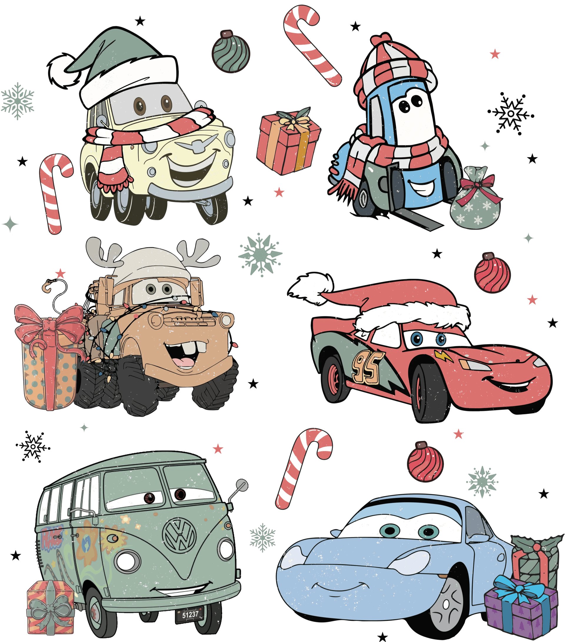 Christmas Cars Design - DTF Ready To Press