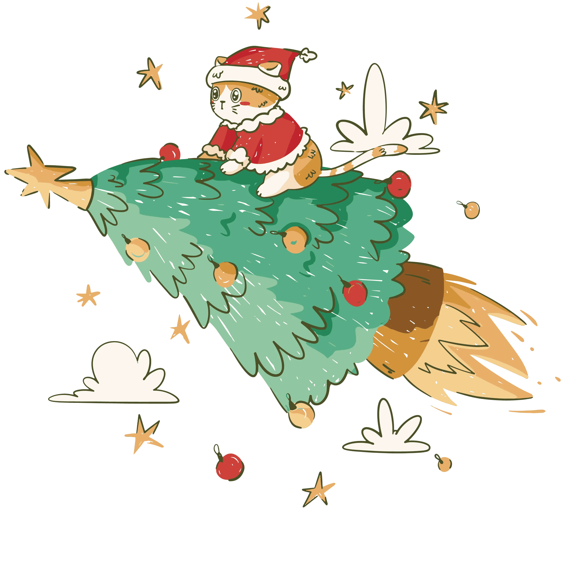Christmas Cat Design - DTF Ready To Press