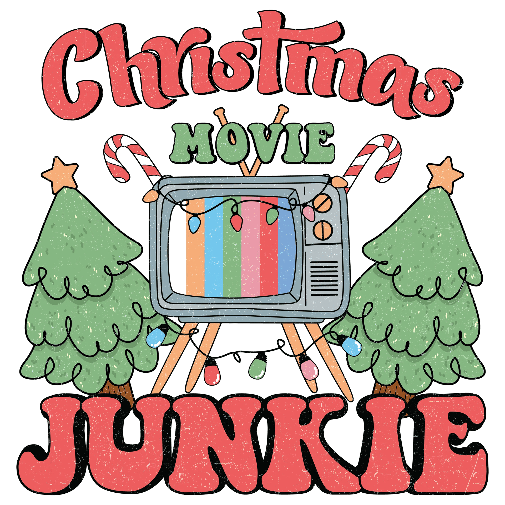 Christmas Movie Junkie Design - DTF Ready To Press