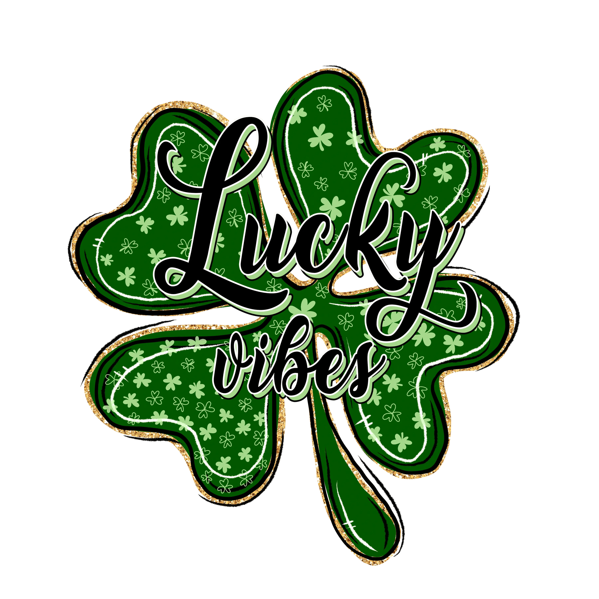 Clover Lucky Vibes Saint Patricks Day Cheetah Design - DTF Ready To Press