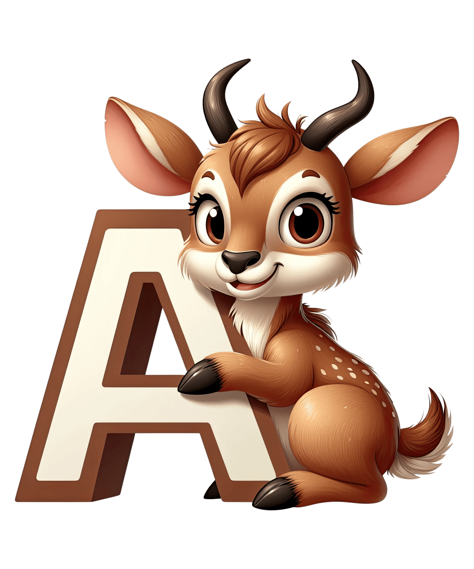 Animal Alphabet A Antelope Design - DTF Ready To Press