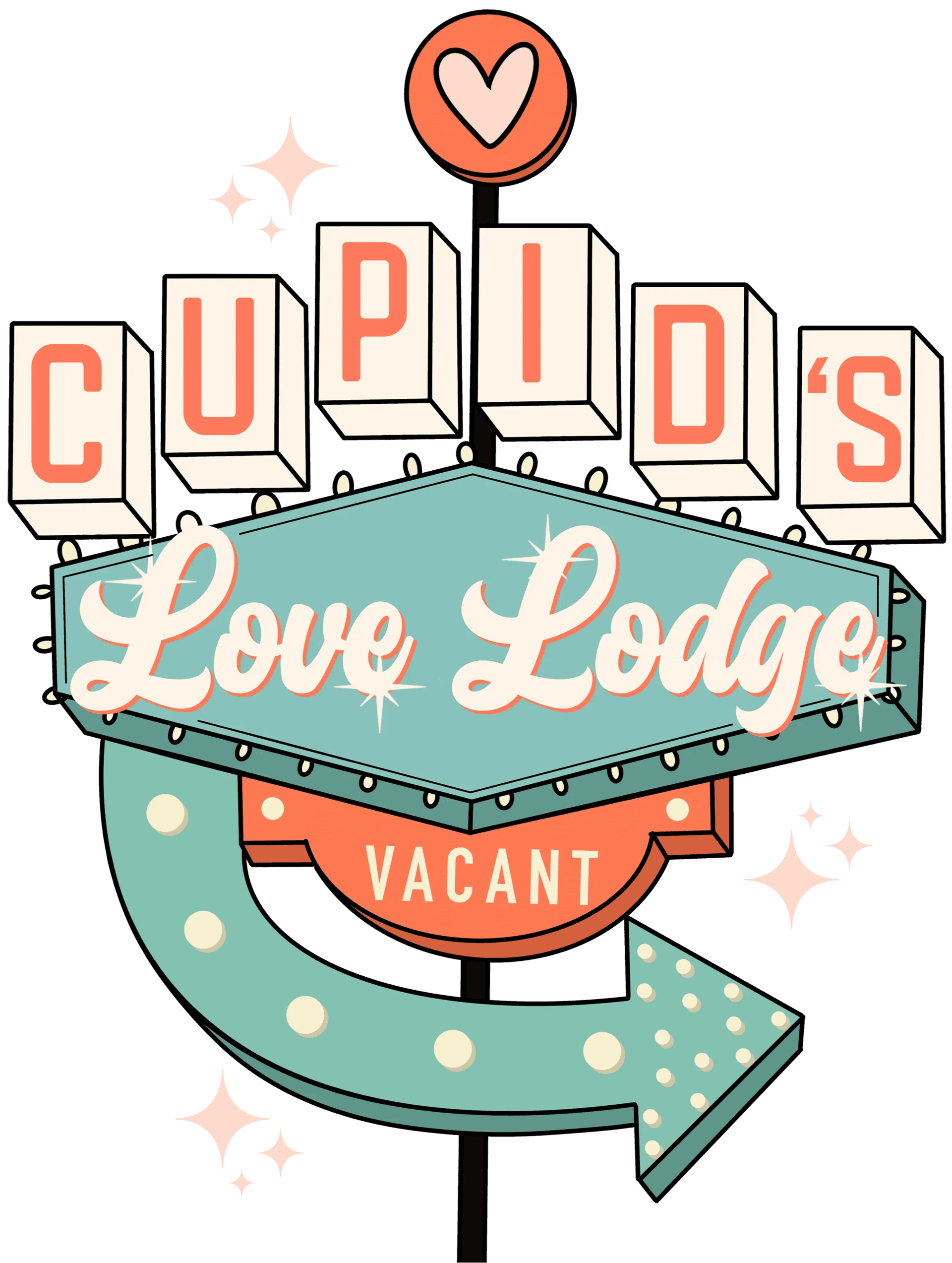Cupid's Love Lodge Vacant Valentine's Day Design - DTF Ready To Press