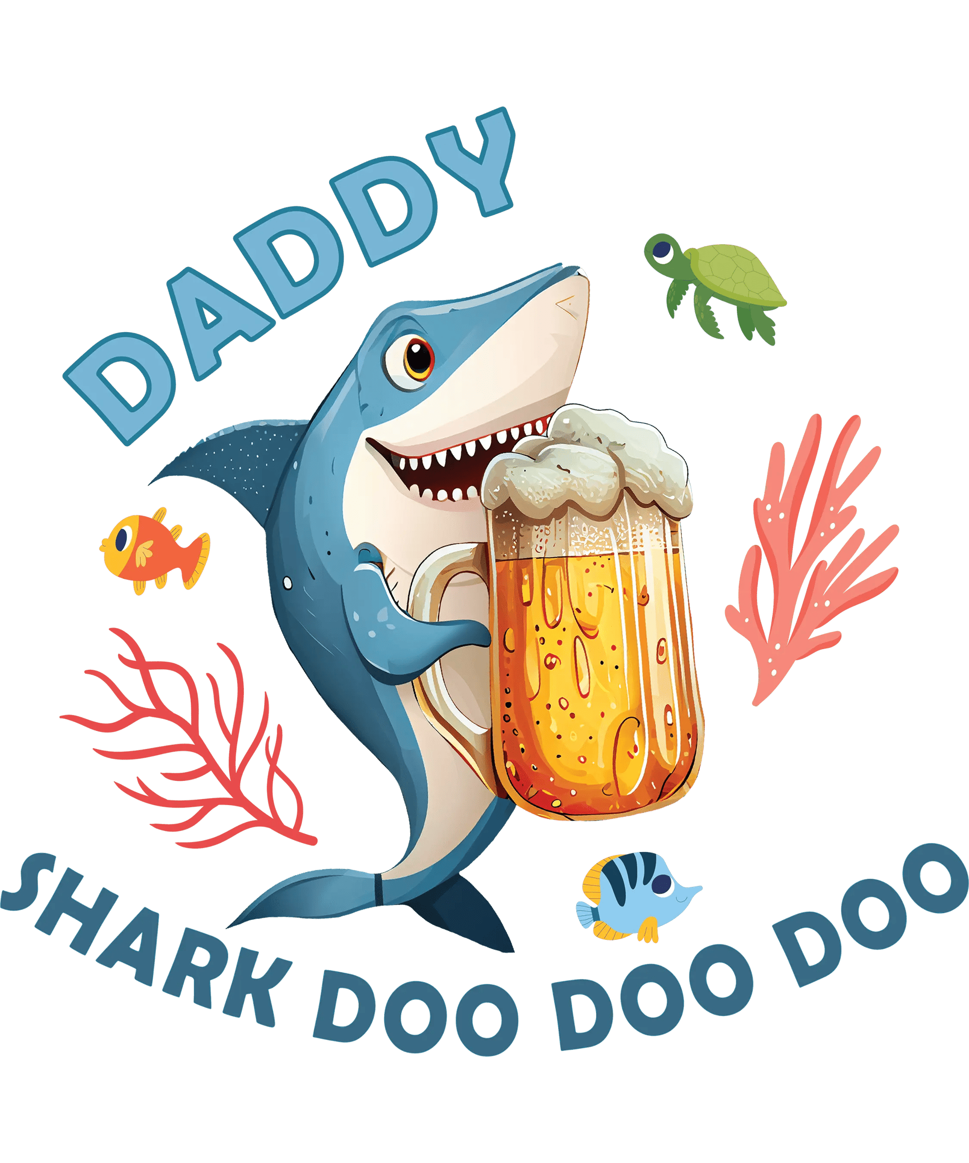 Daddy Shark Doo Doo Doo Design - DTF Ready To Press