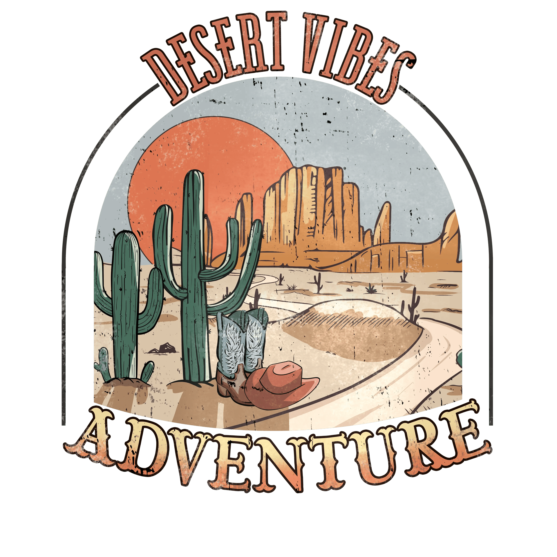 Desert Vibes Adventure Western Design - DTF Ready To Press