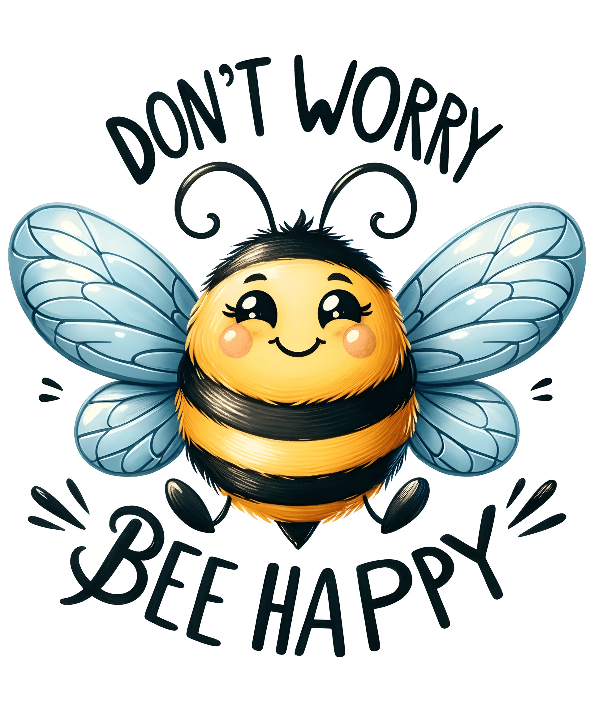 Don't Worry Bee Happy Design - DTF Ready To Press