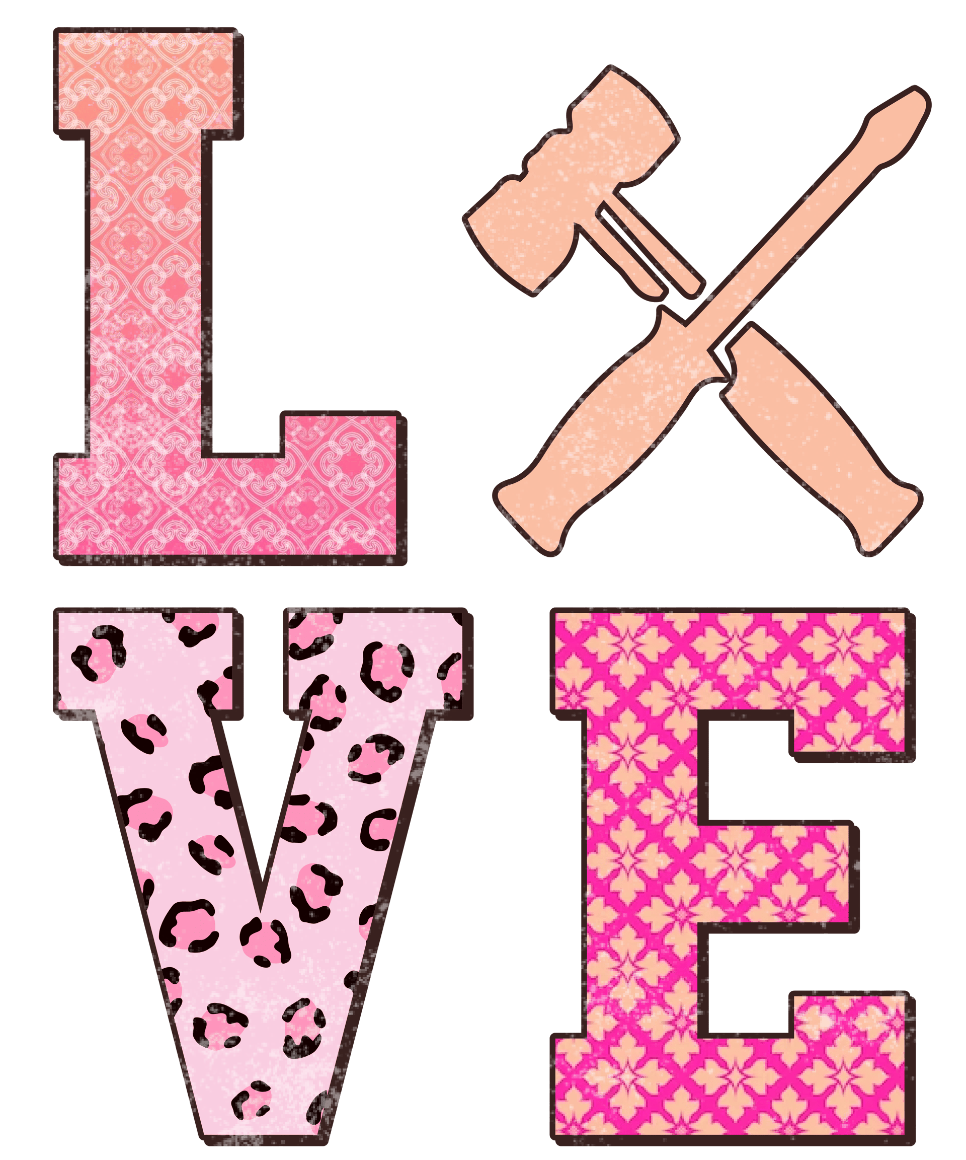DTF Craft Love Hammer Print for Apparel