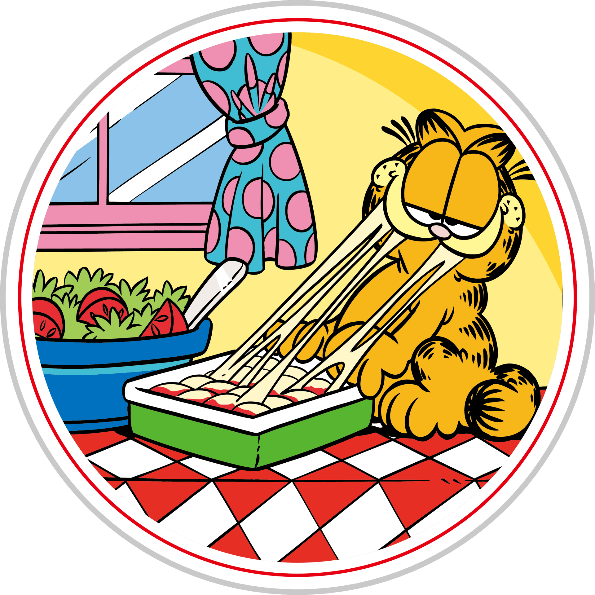 Eating Lasagna Garfield Cartoon Design - DTF Ready To Press
