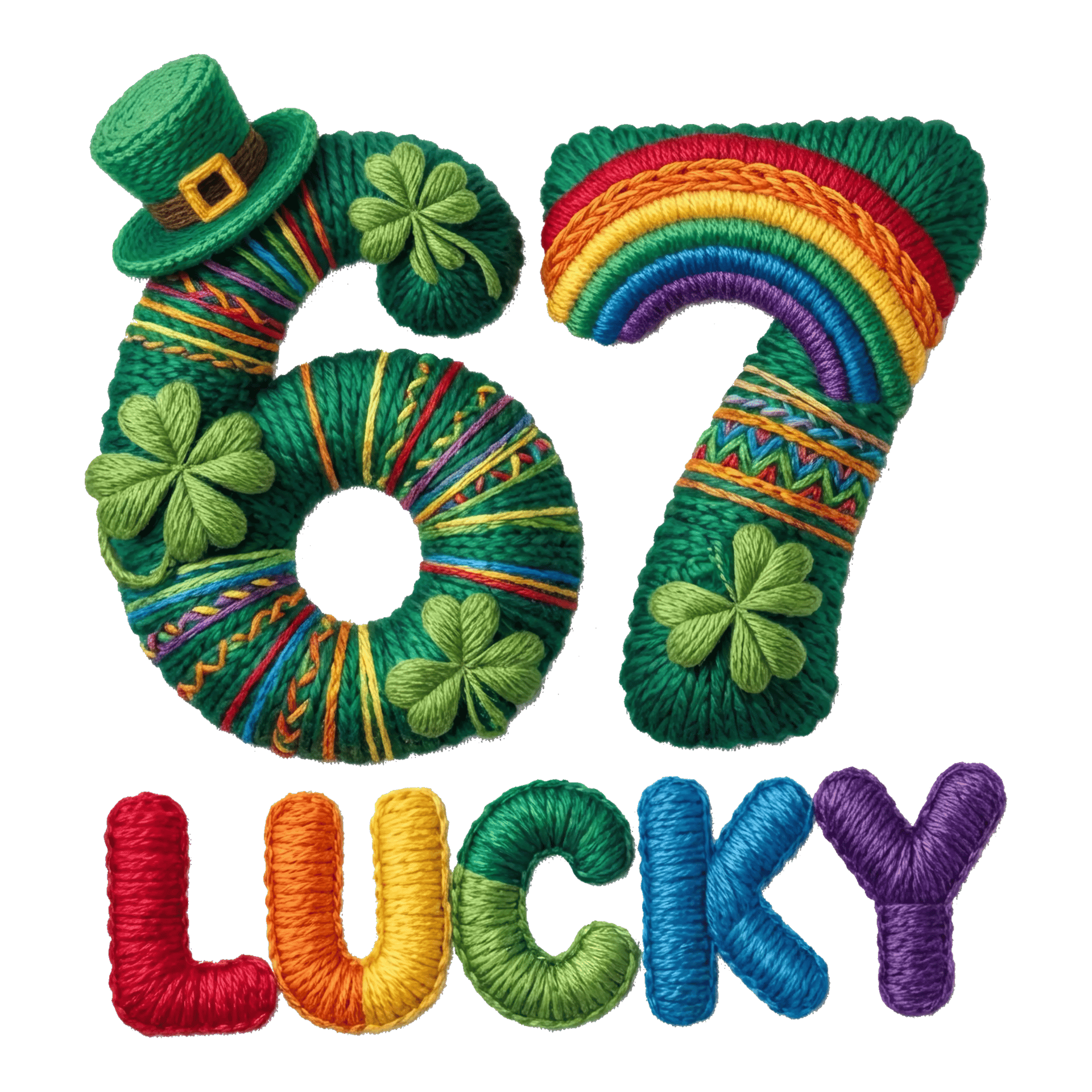 Faux 67 Lucky St Patrick’s Day Design - DTF Ready To Press