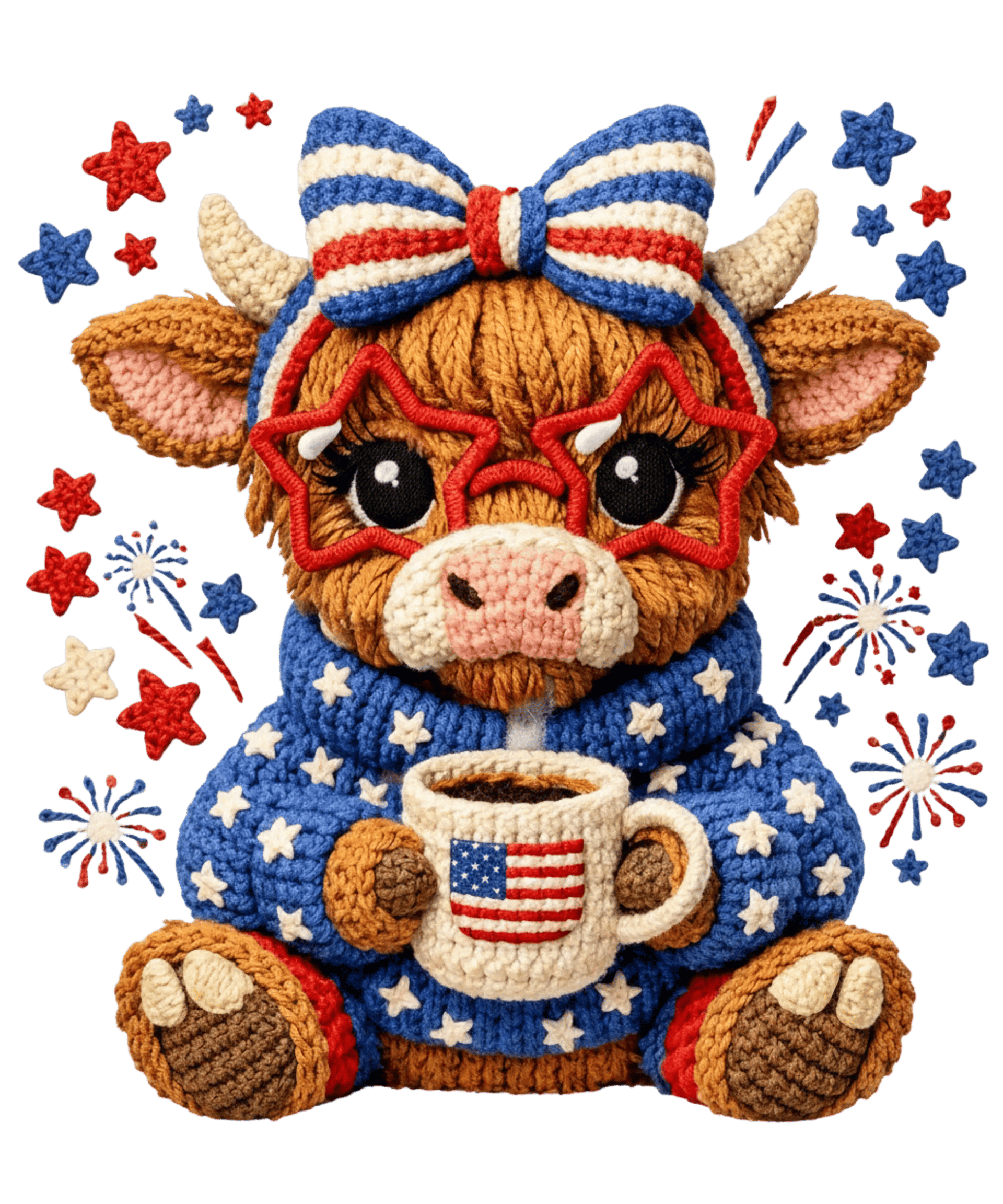 Faux Patriotic Cow 250 Years of Freedom Design - DTF Ready To Press