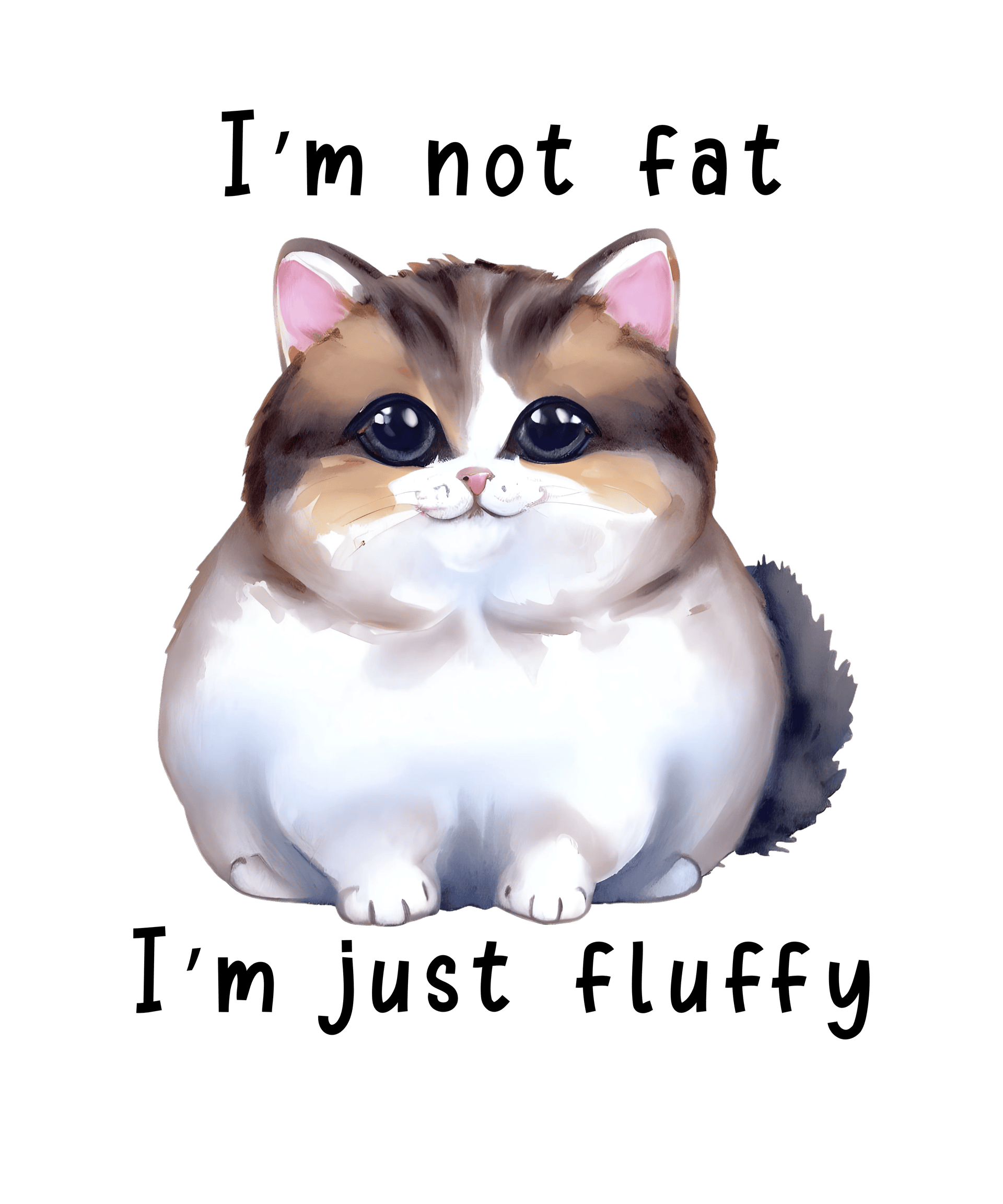Fluffy Cat Design - DTF Ready To Press