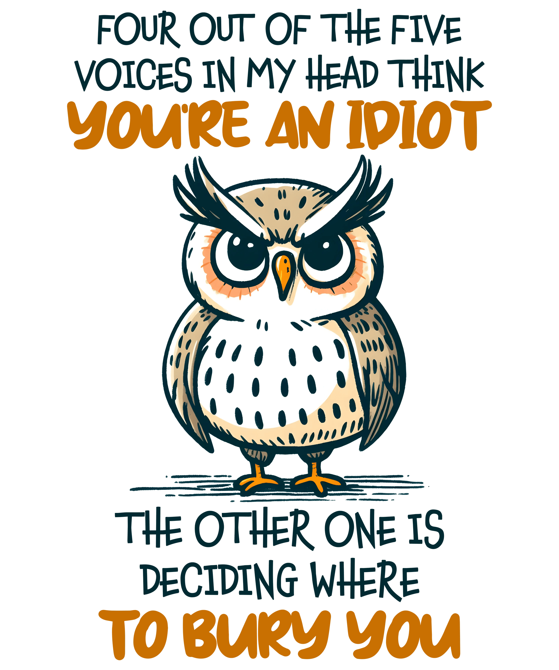 Funny Owl Design - DTF Ready To Press