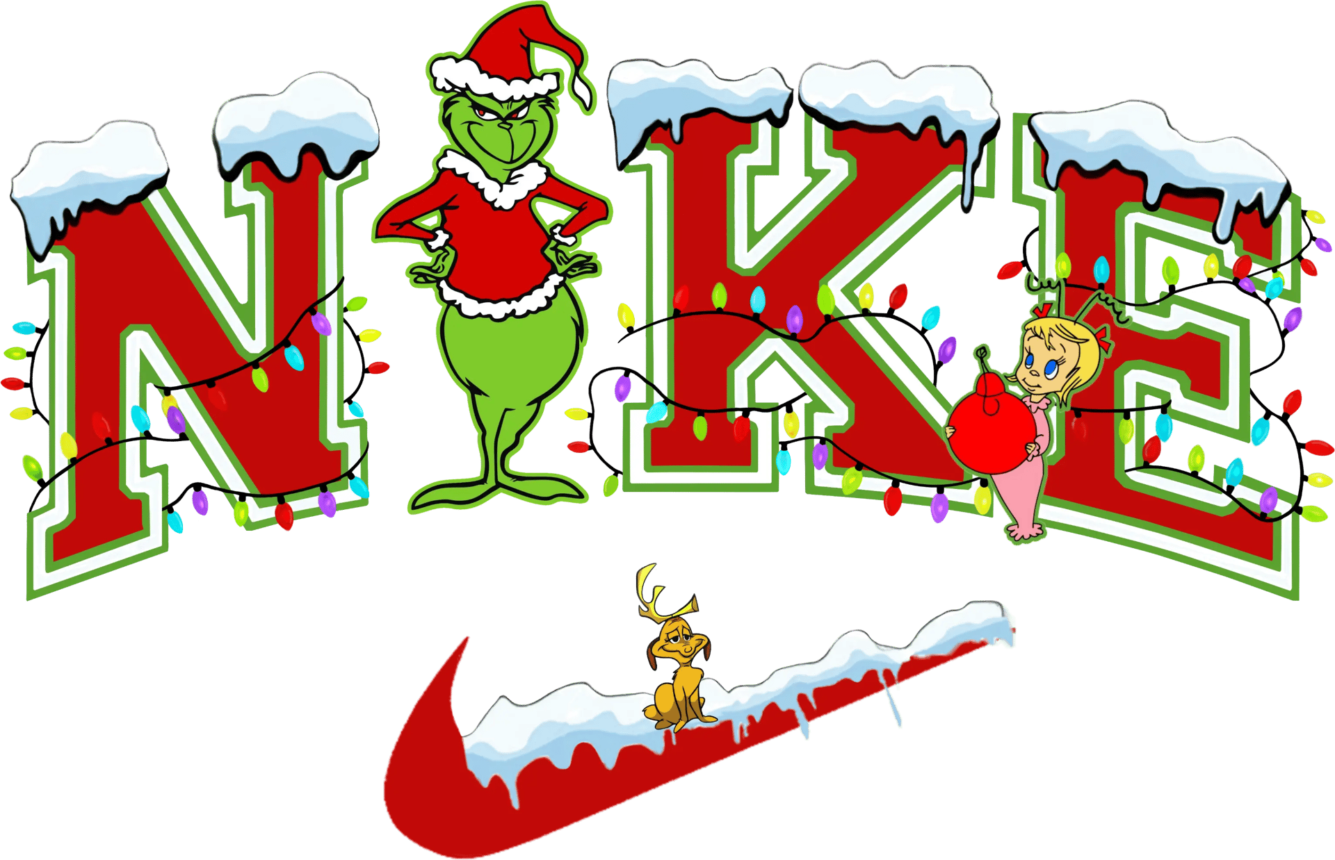 Grinch Nike Christmas Design - DTF Ready To Press