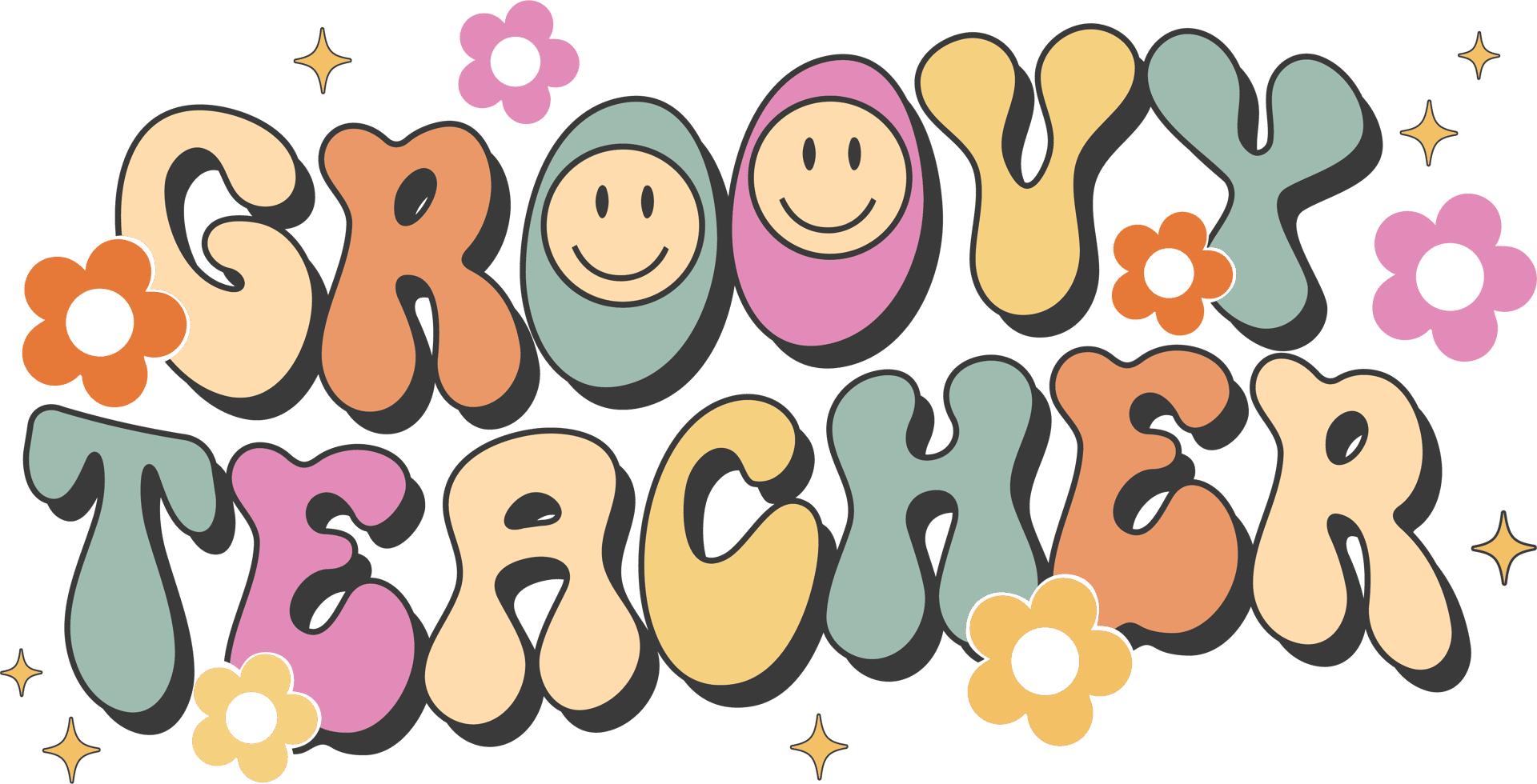 Groovy Teacher Design - DTF Ready To Press