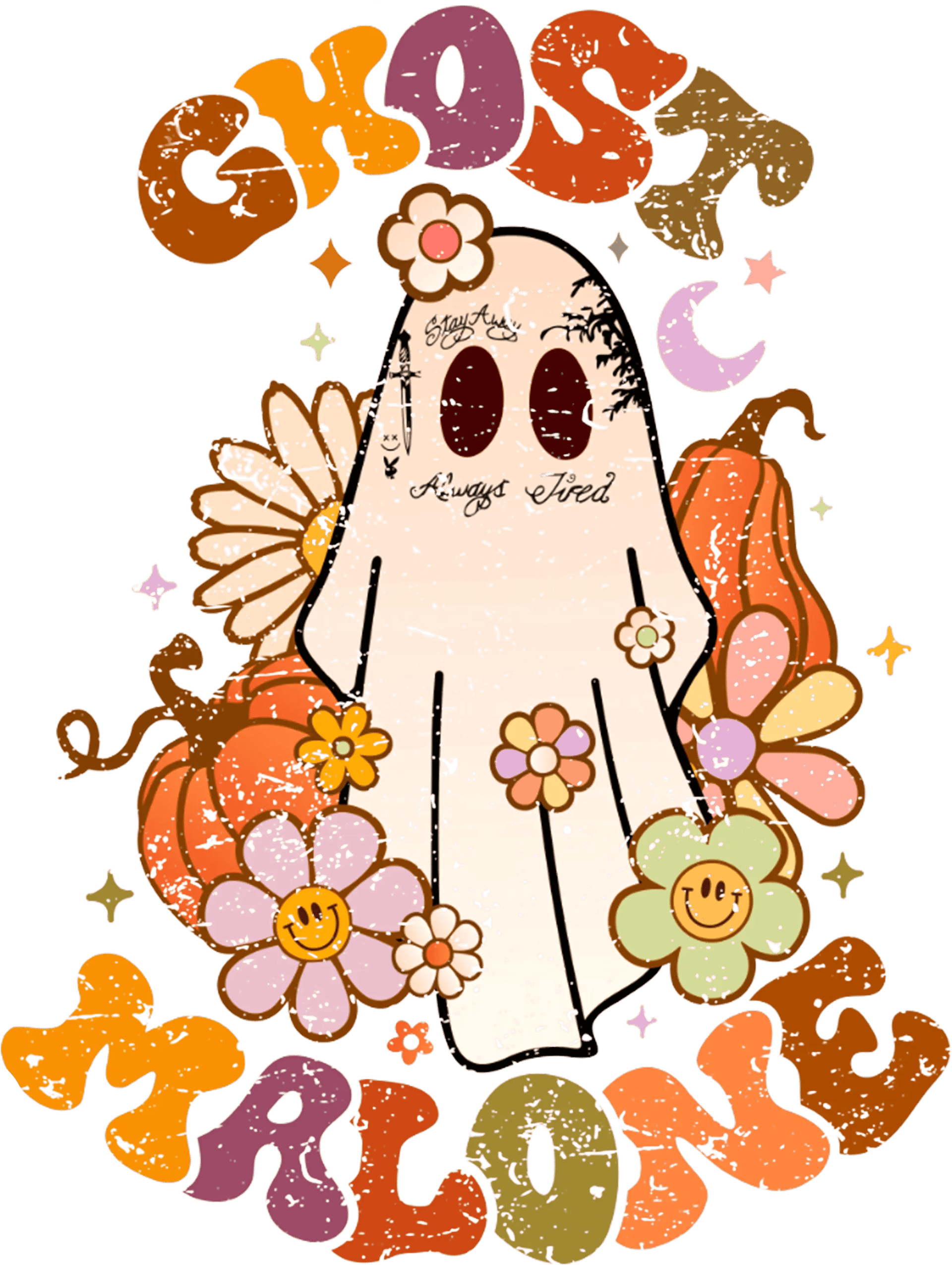 Halloween Ghost Malone Design - DTF Ready To Press