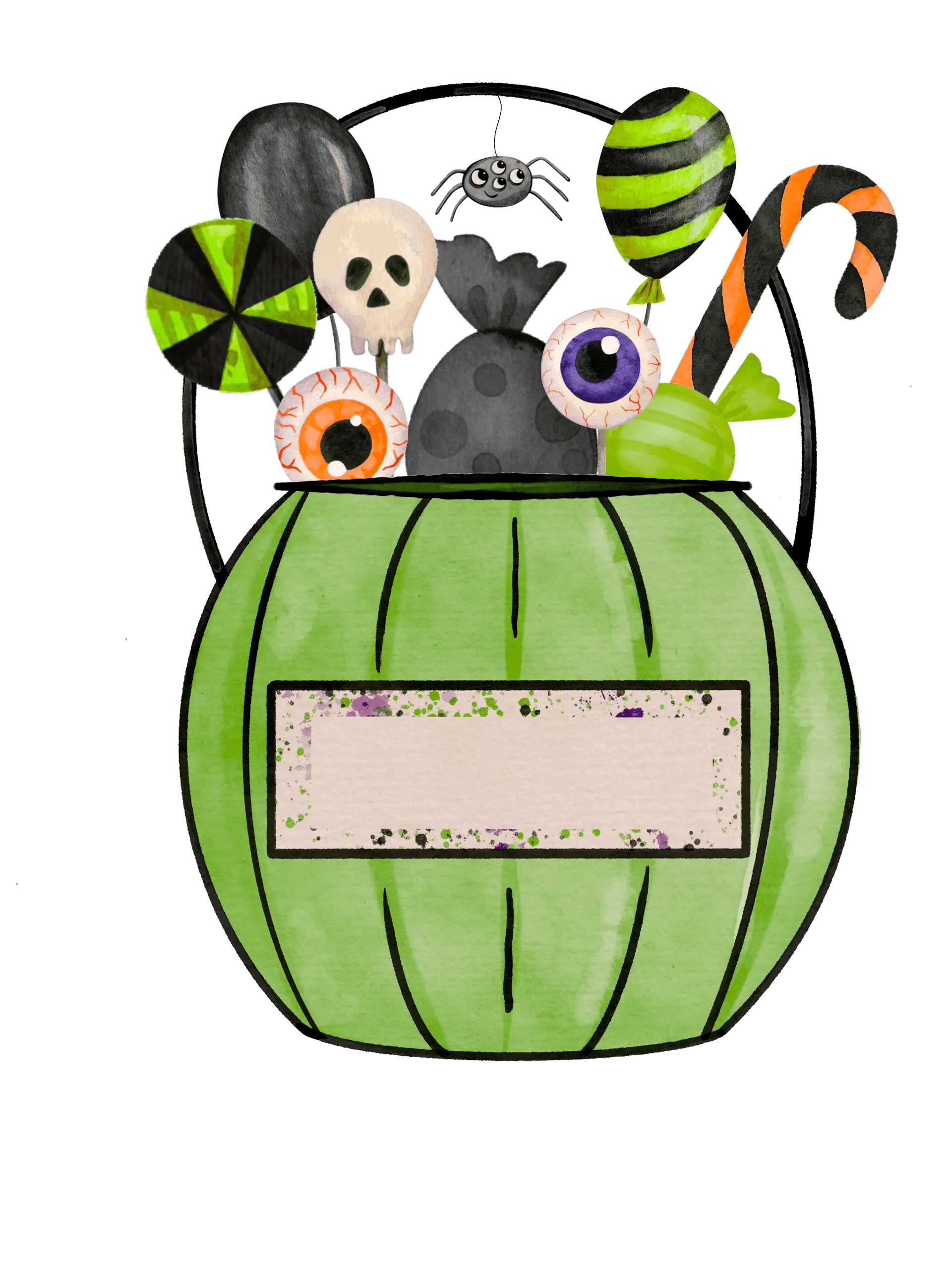 Halloween Green Candy Bucket Design