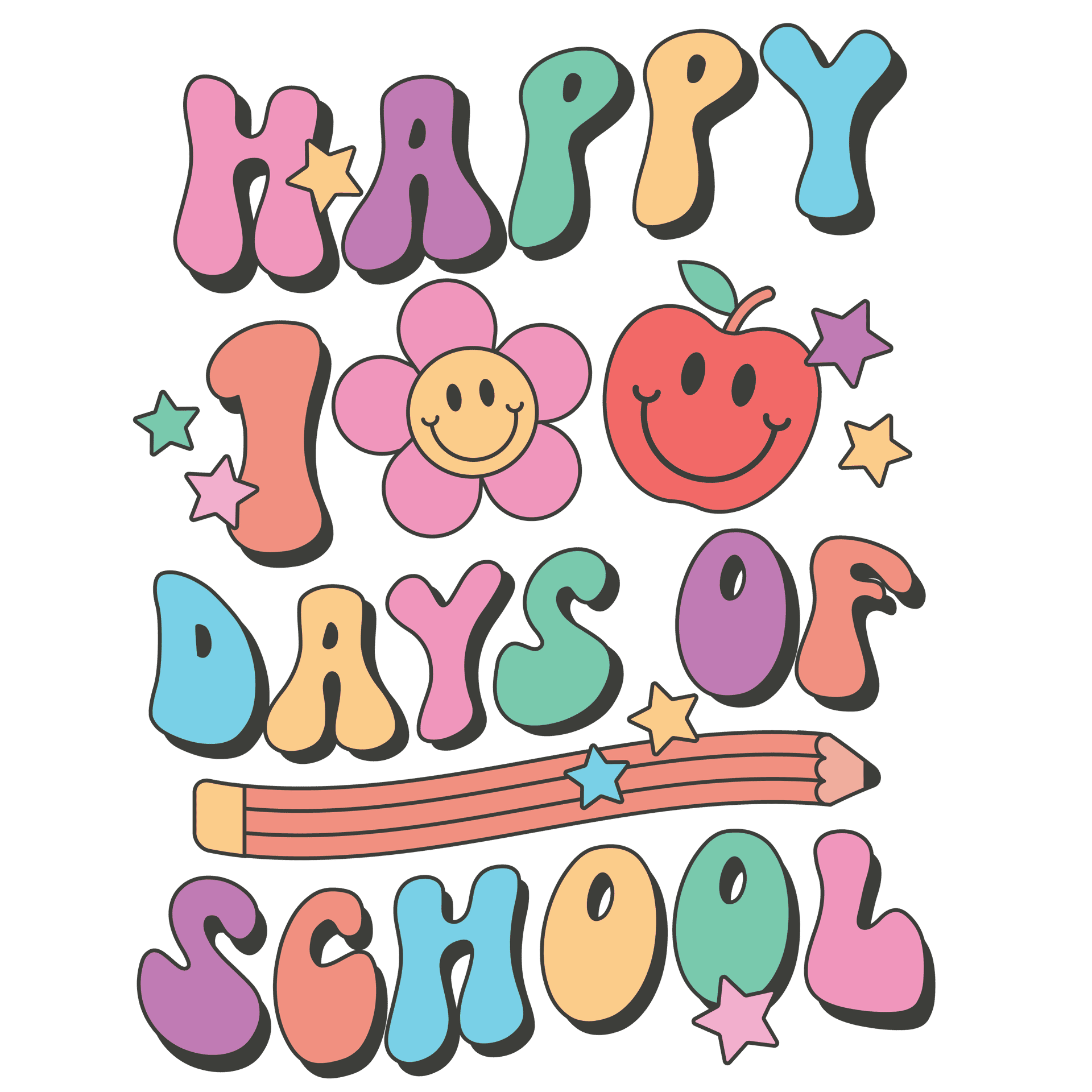 Happy 100 Days of School DTF-Ready Press (V4)