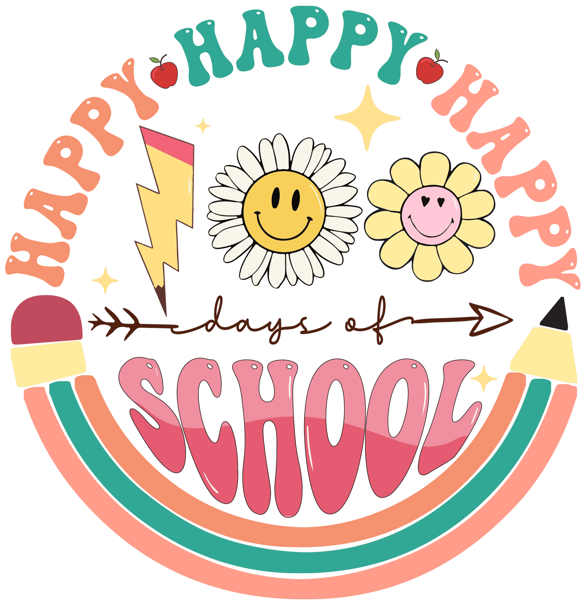 Happy 100 Days of School DTF-Ready Press (V3)