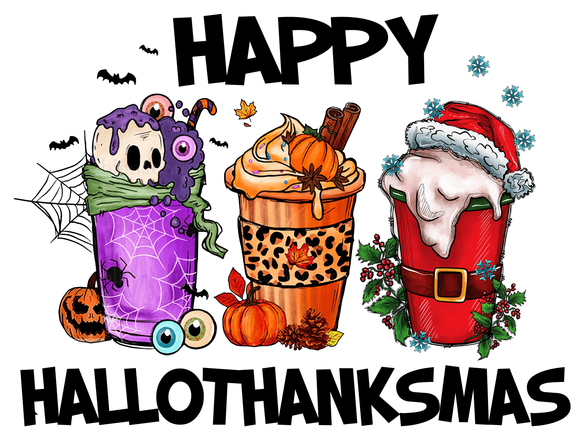 Happy Hallothanksmas DTF-Ready to Press