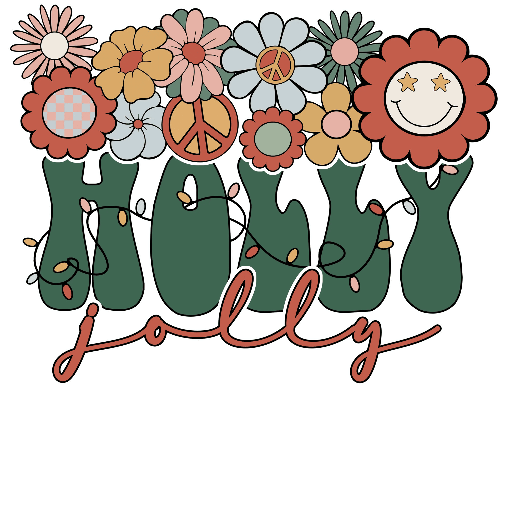 Holly Jolly Christmas Design DTF-Ready to Press