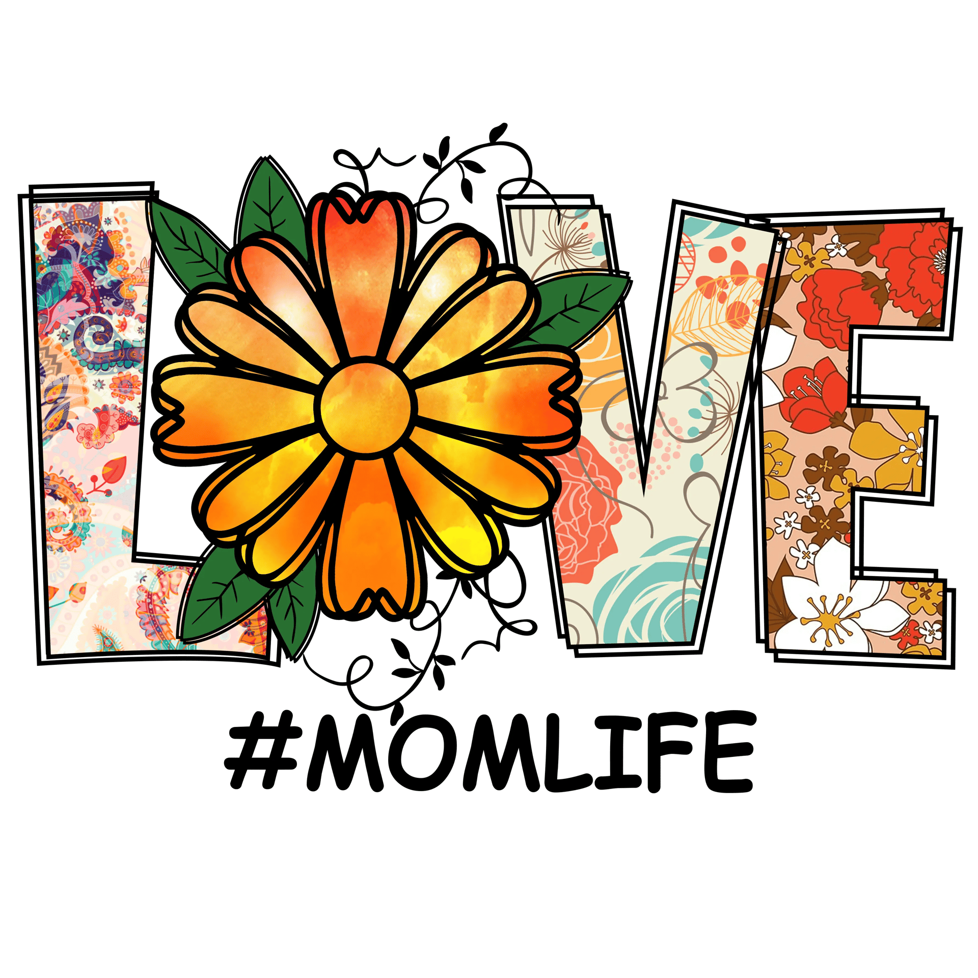 Love Mom Life DTF Design - Ready to Press