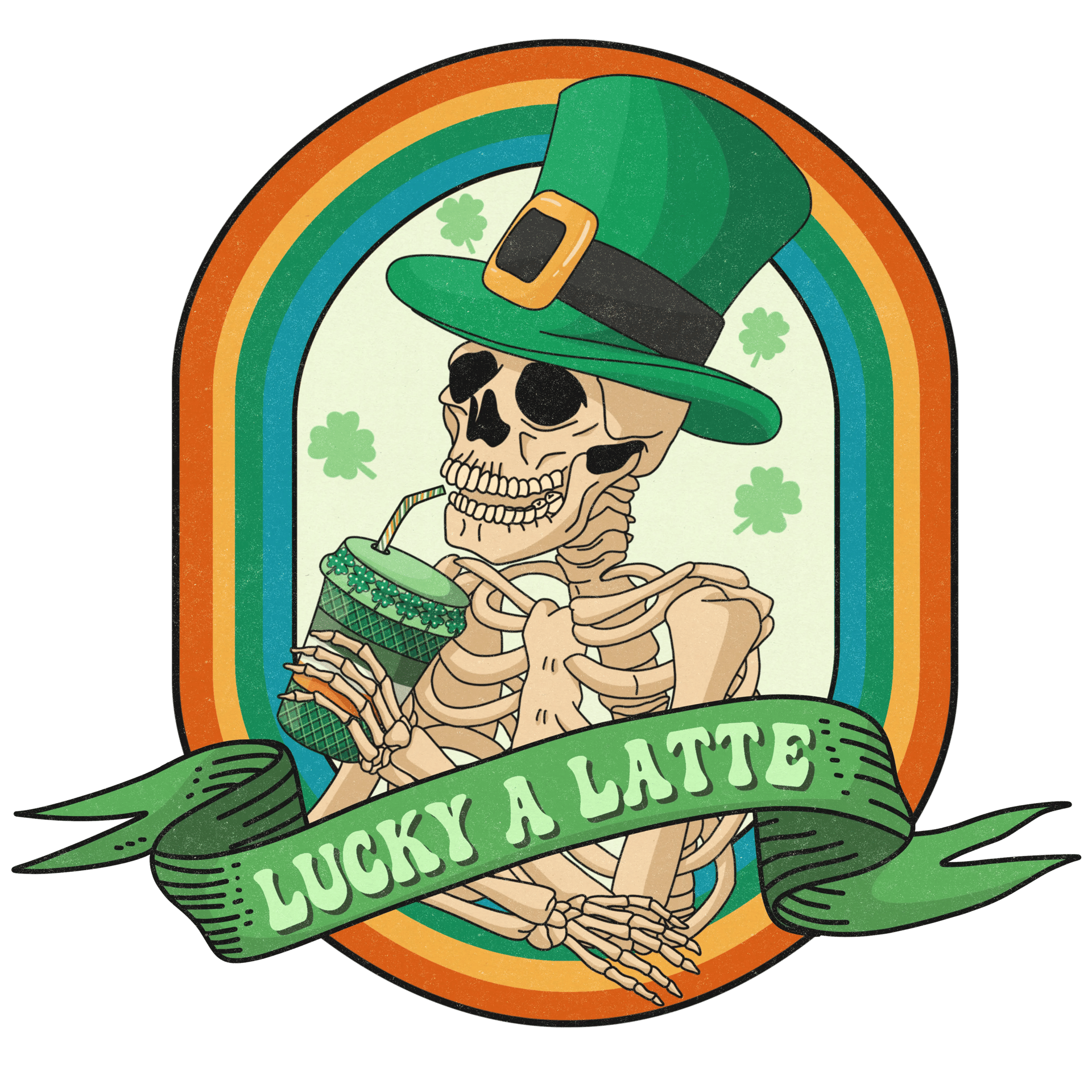 Lucky A Latte Saint Patrick Rainbow Design