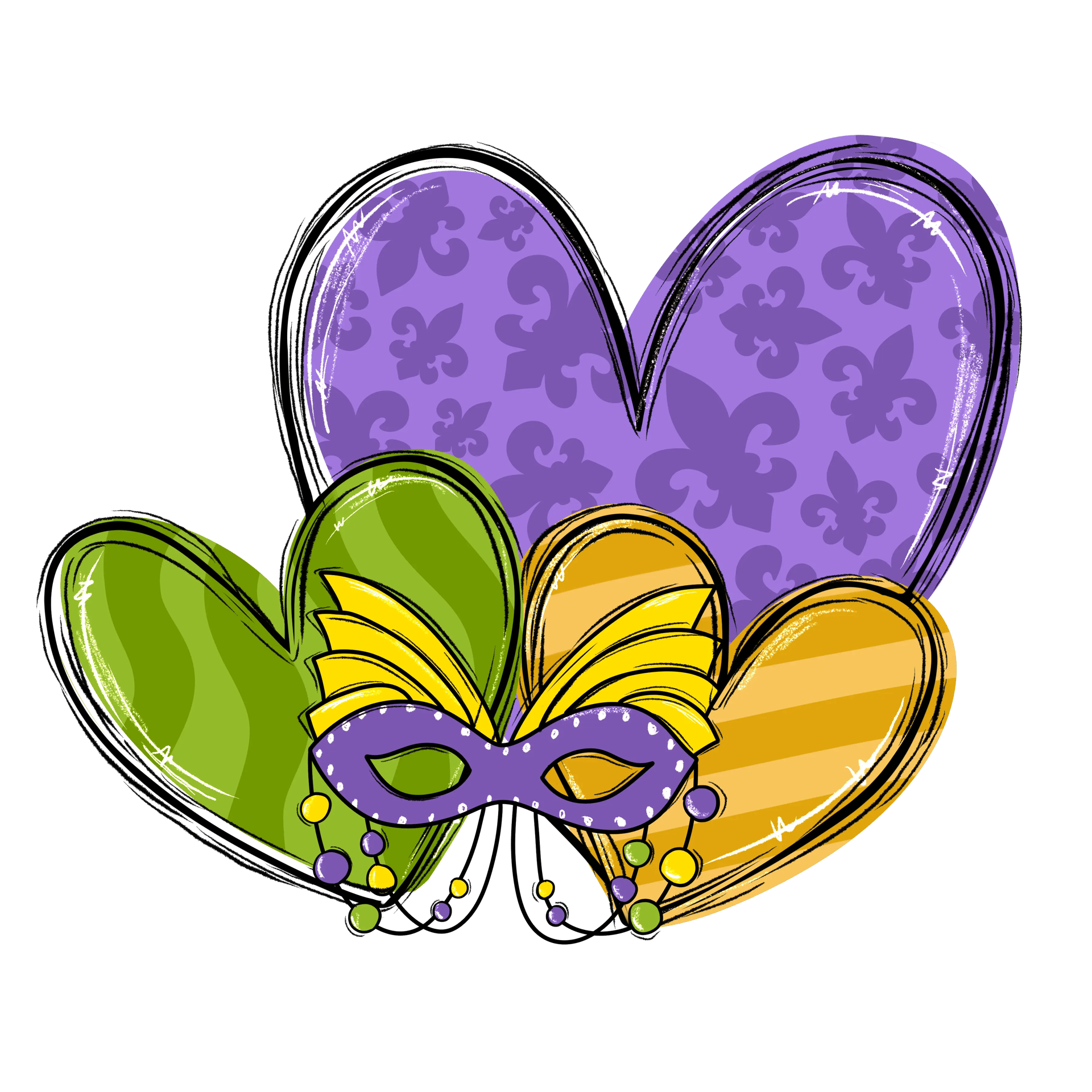 Mardi Gras Carnival Heart Design