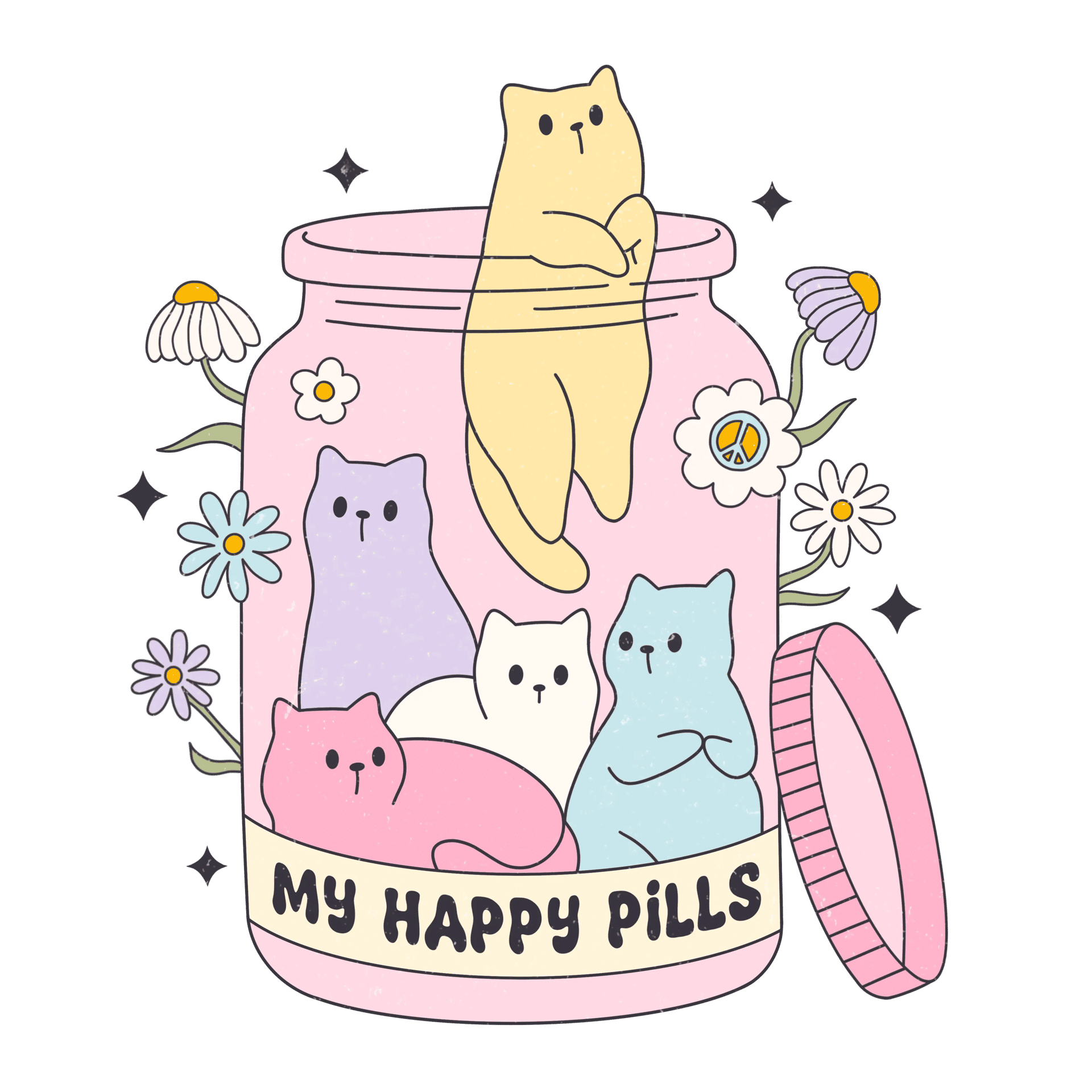 My Happy Pills Cat Design - DTF Ready To Press