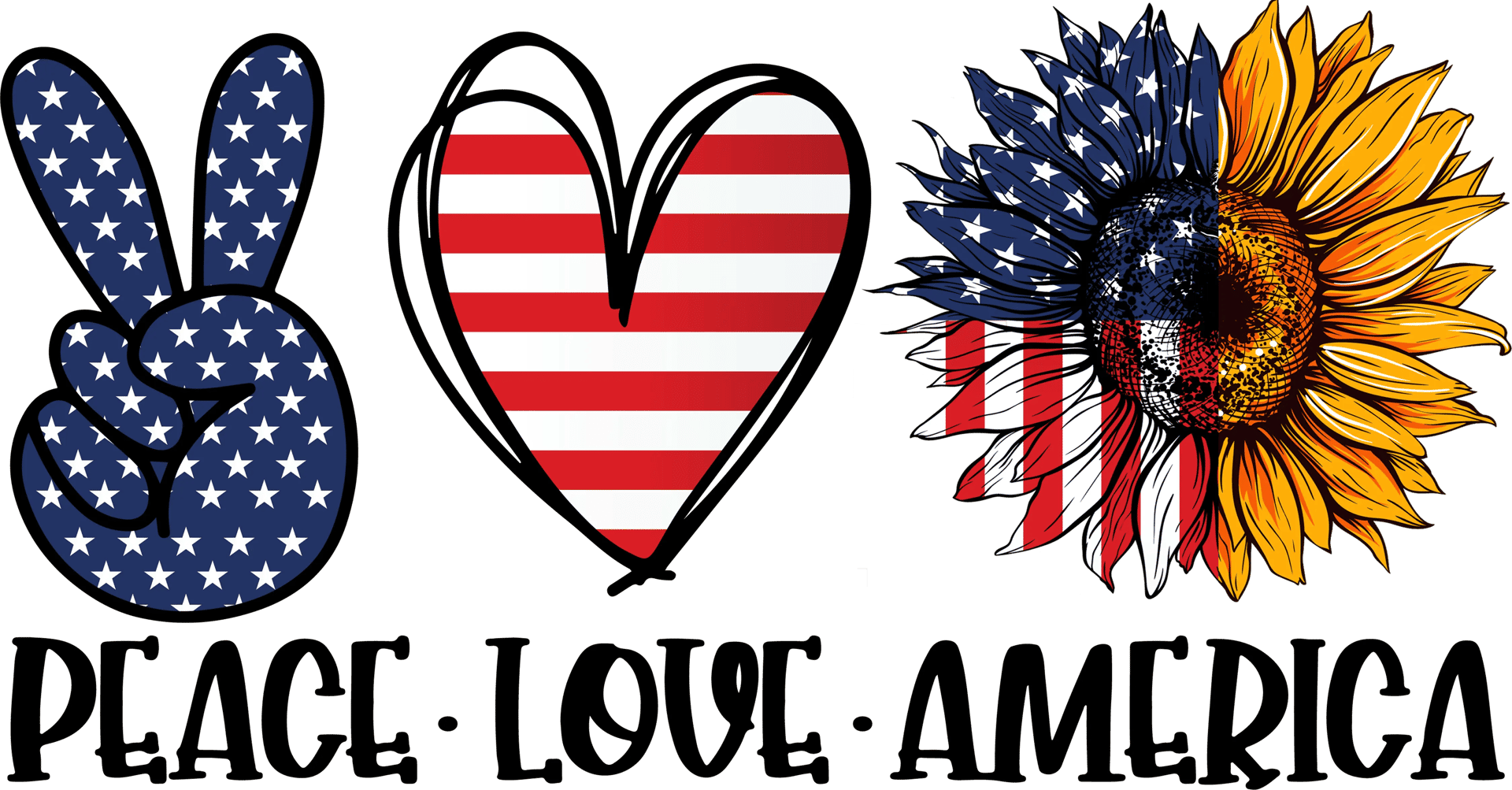 Peace Love America Design - DTF Ready To Press