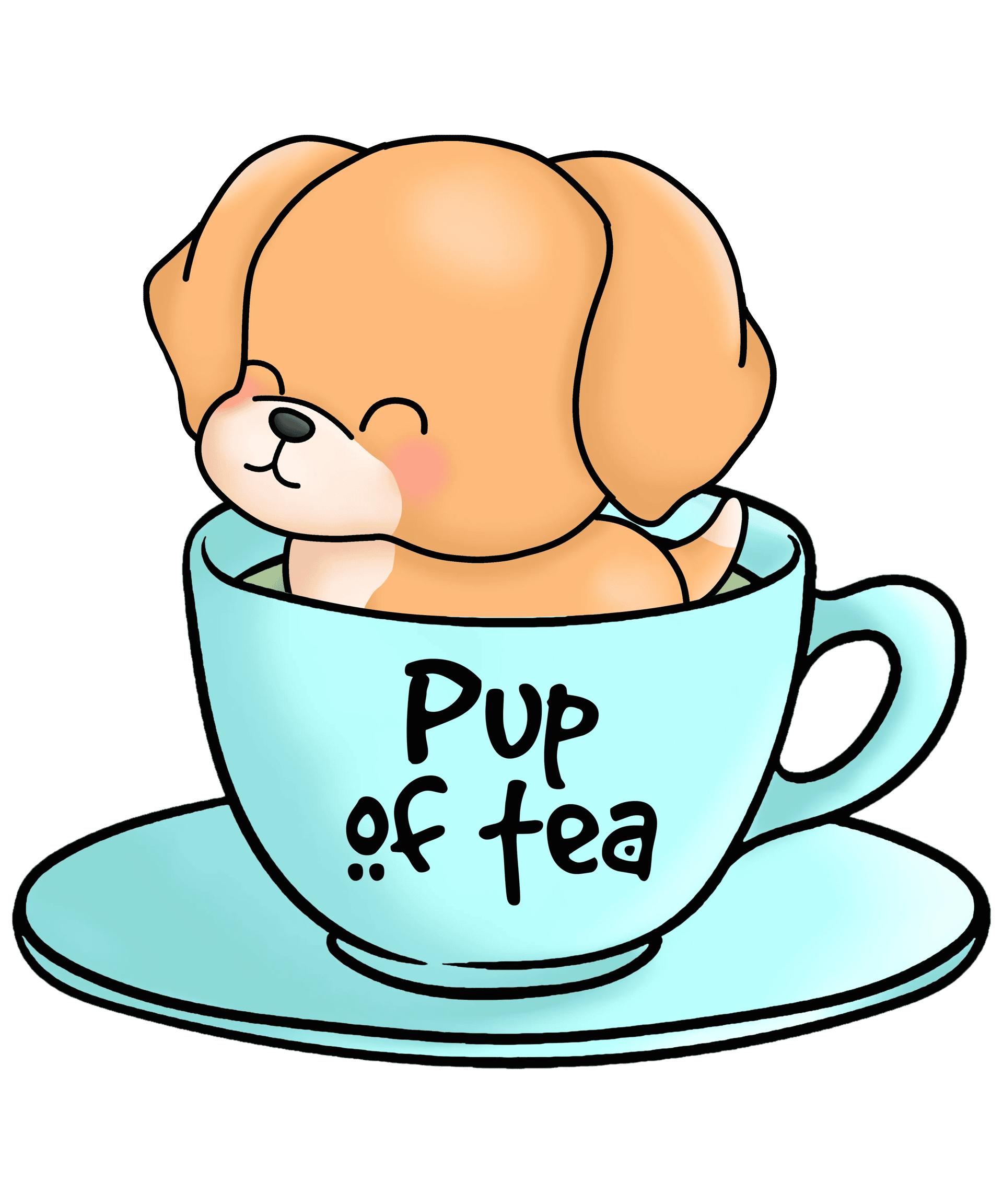 Pup Of Tea Funny Animal Design - DTF Ready To Press