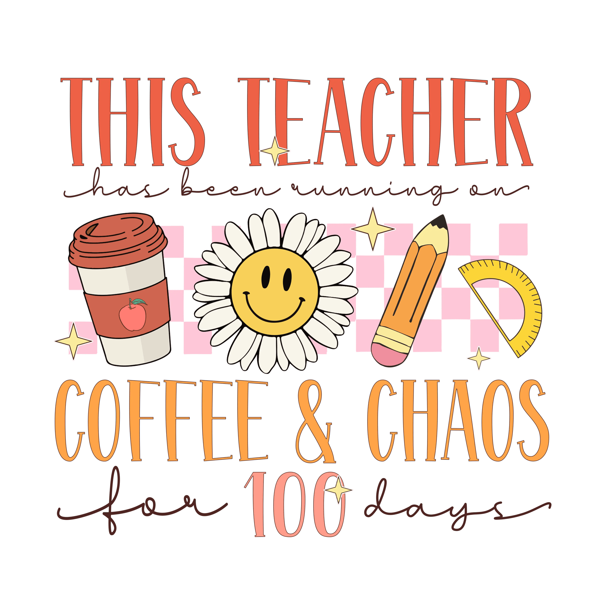 Retro 100 Days Of School Design - DTF Ready To Press