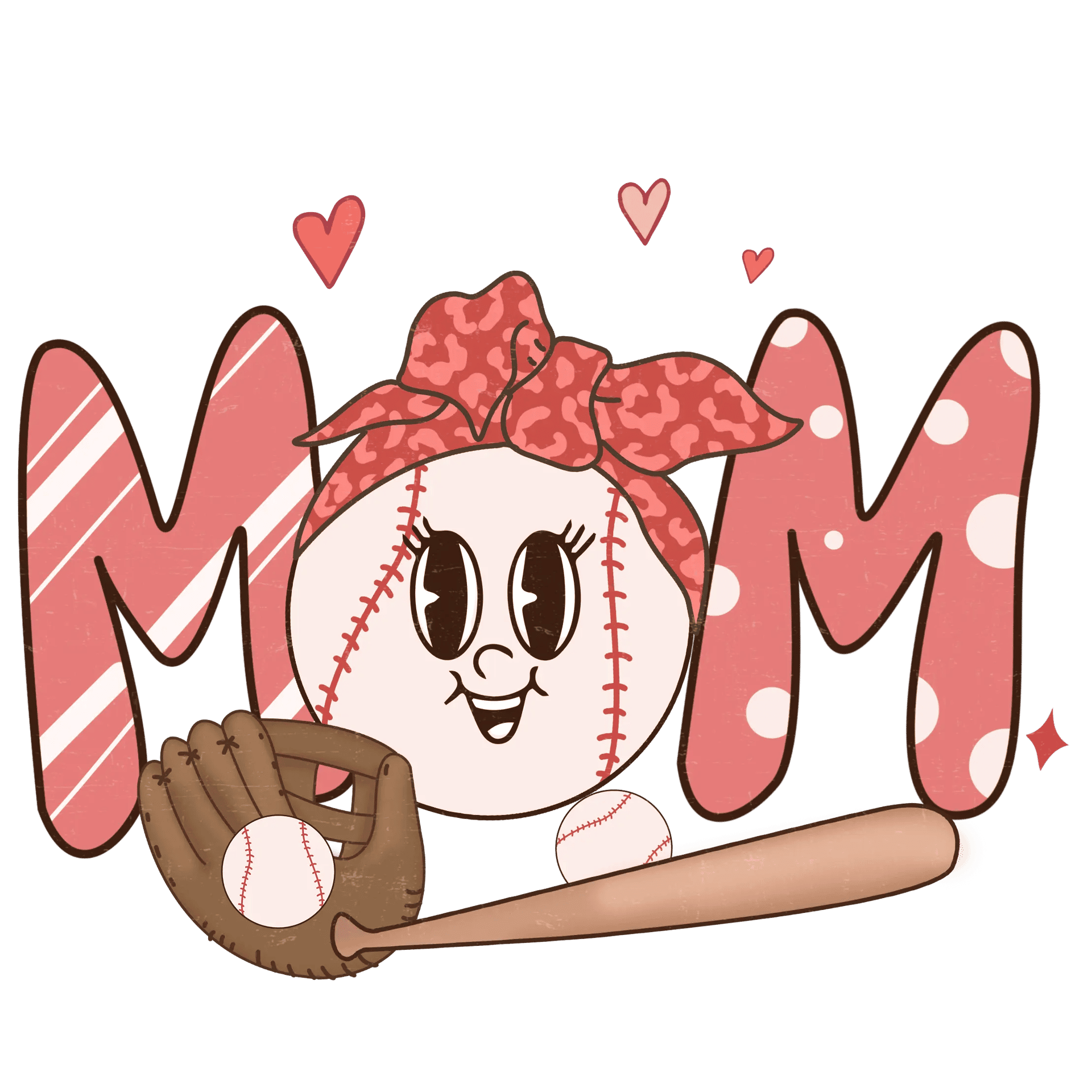 Retro Baseball Mom DTF Design Ready to Press V1