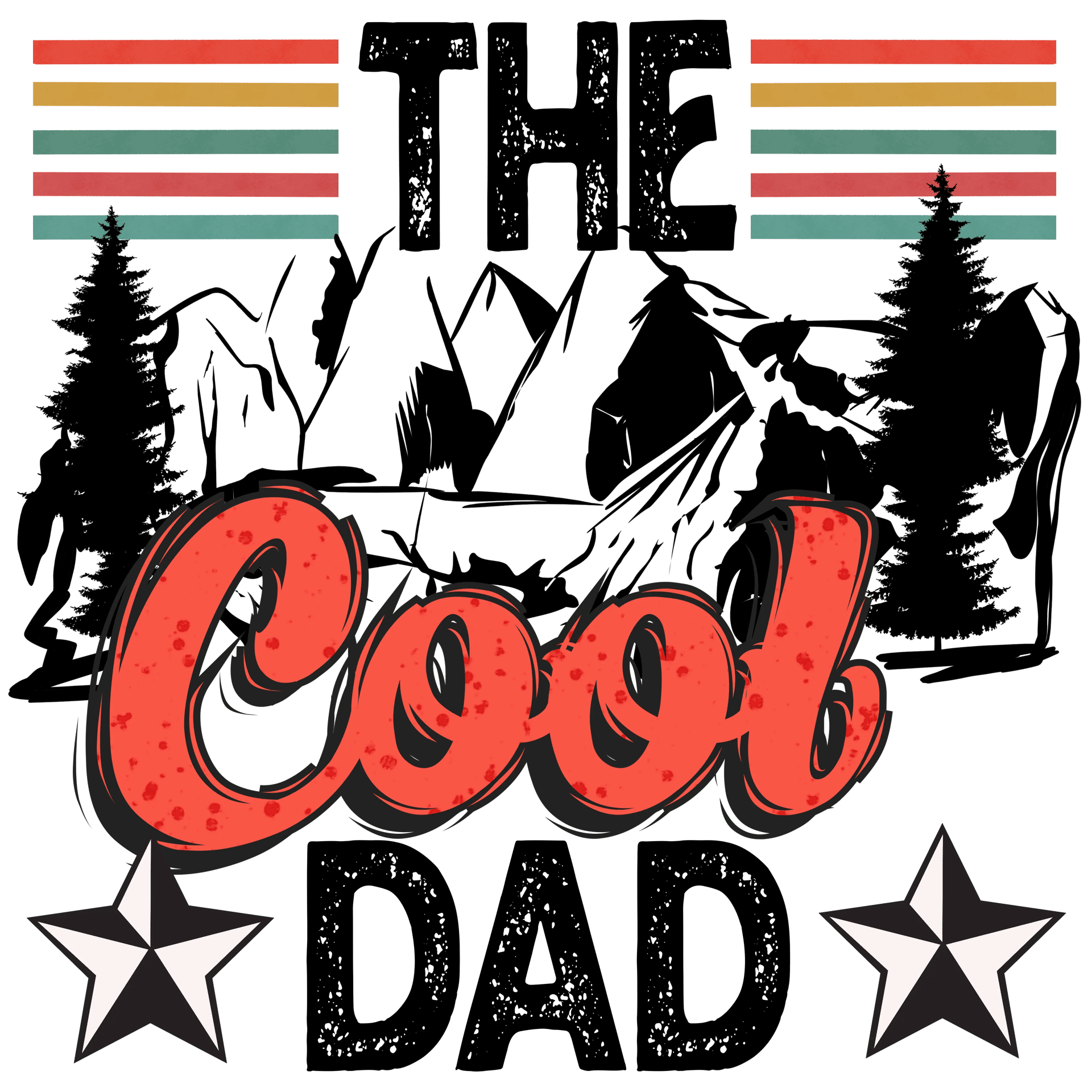 Retro The Cool Dad Design - DTF Ready To Press