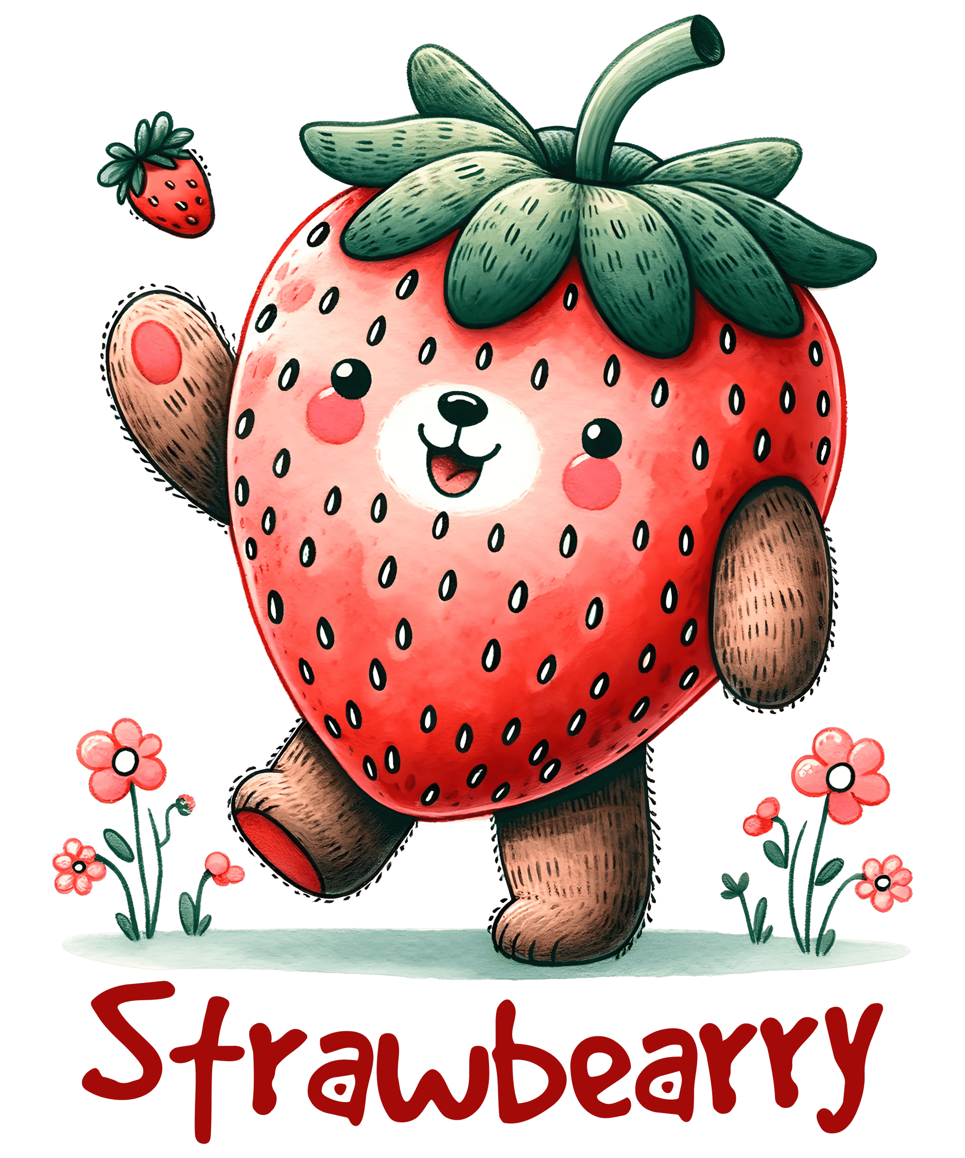 Starwbearry Bear Design - DTF Ready To Press