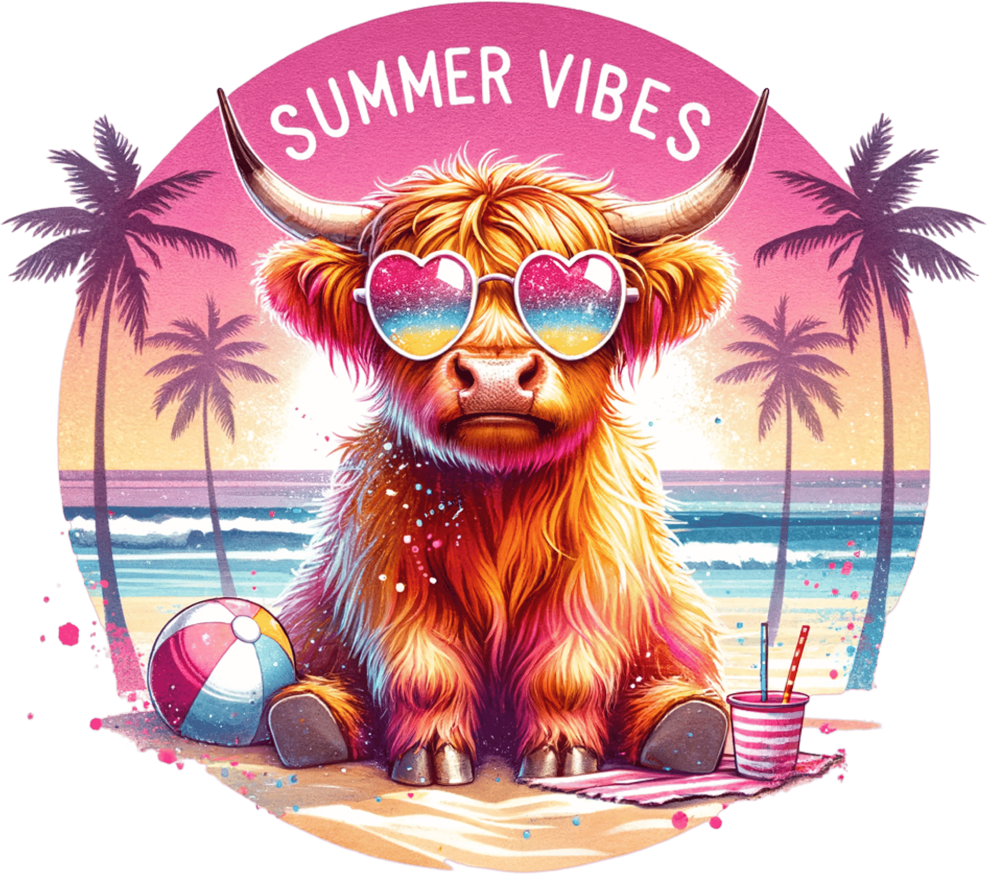 Cute Beach Cow DTF Ready to Press
