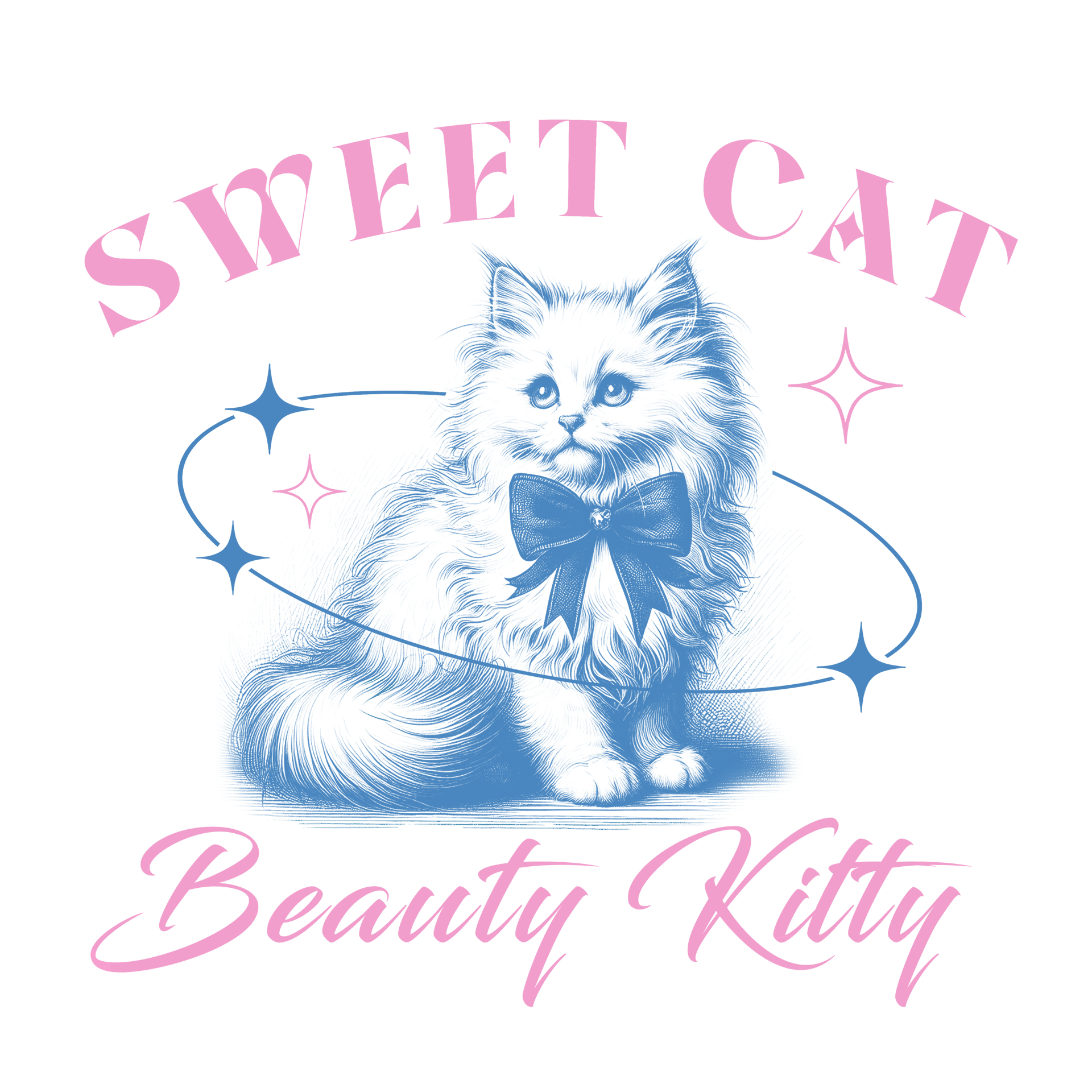 Sweet Cat Beauty Kitty Design - DTF Ready To Press