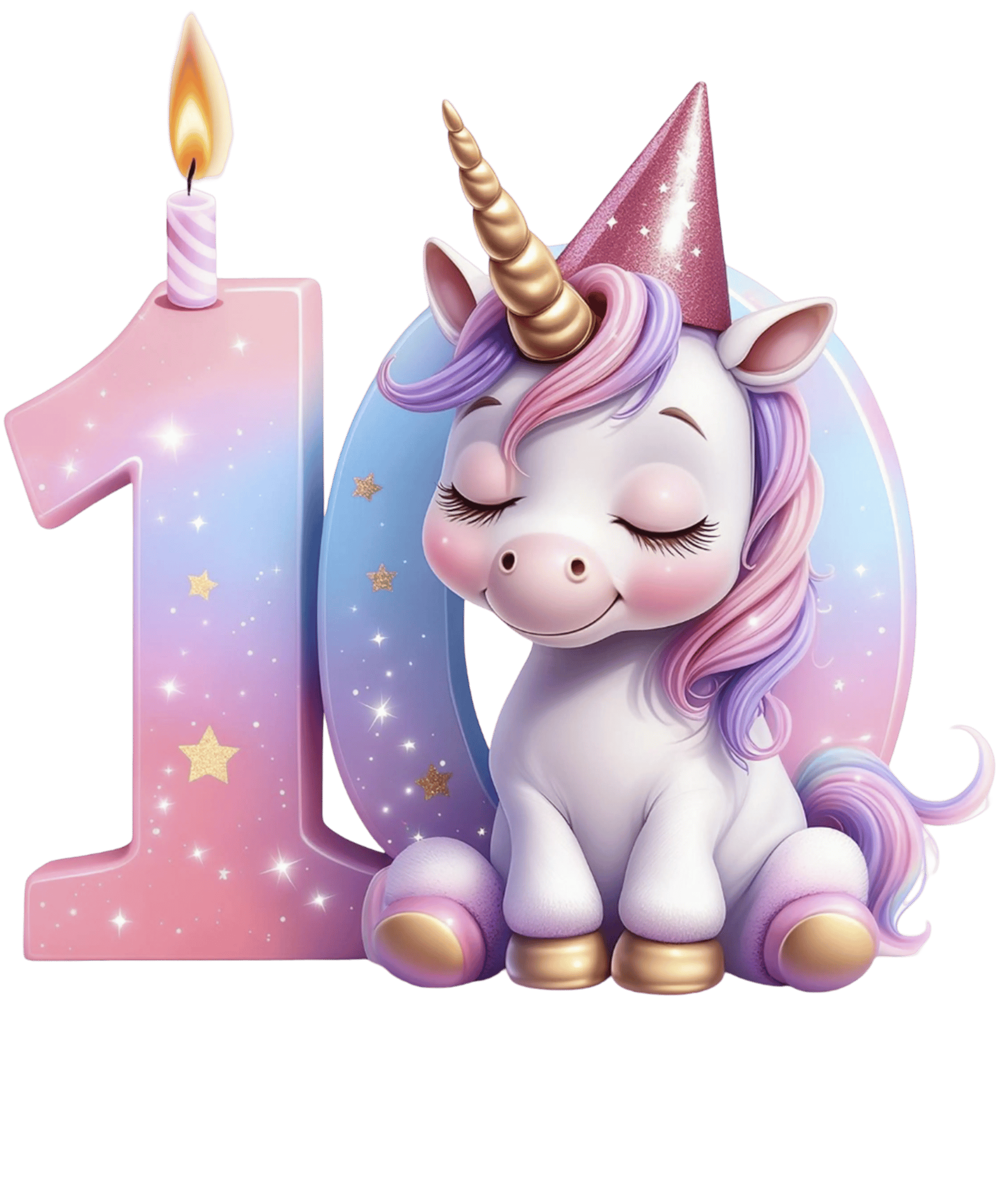 Unicorn Birthday Number 10 Design - DTF Ready To Press