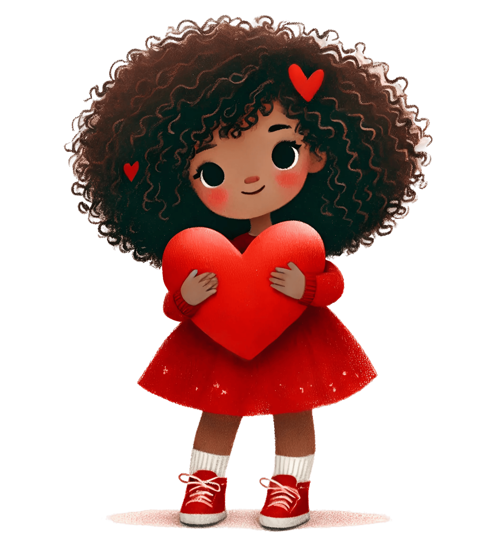 Valentine's Day Girl Holding A Big Heart Design