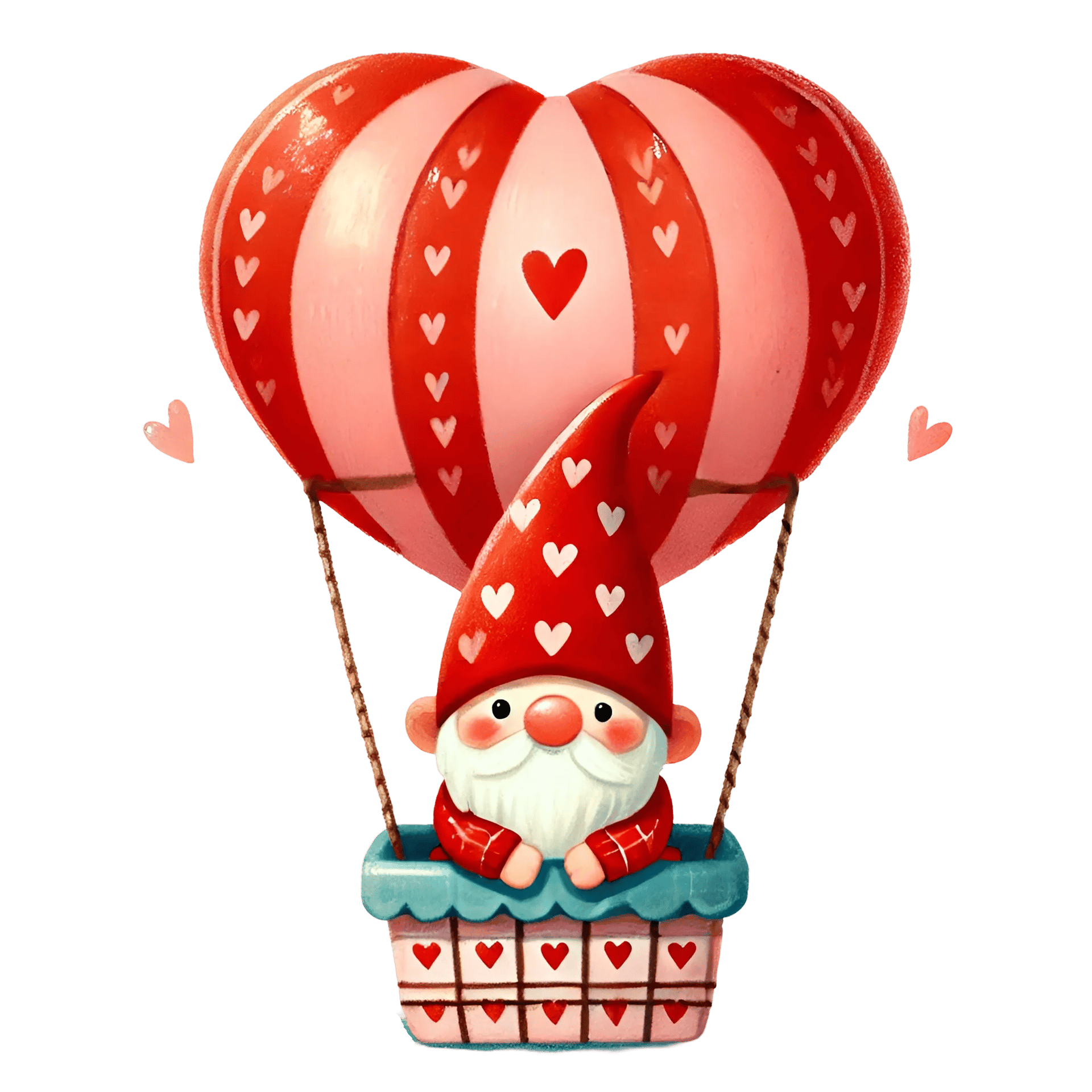 Valentine's Day Gnome In A Hot Air Balloon Design